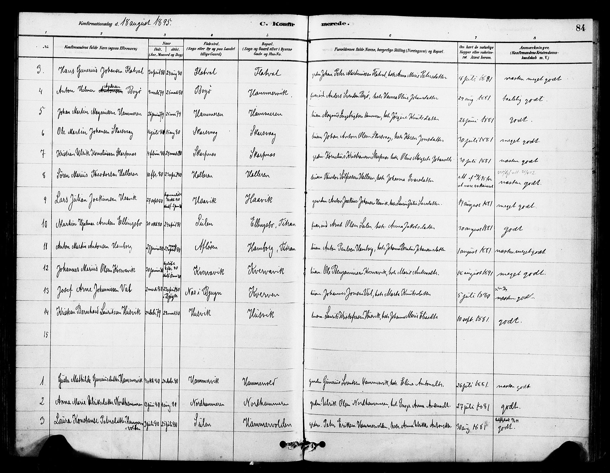 Ministerialprotokoller, klokkerbøker og fødselsregistre - Sør-Trøndelag, SAT/A-1456/641/L0595: Parish register (official) no. 641A01, 1882-1897, p. 84