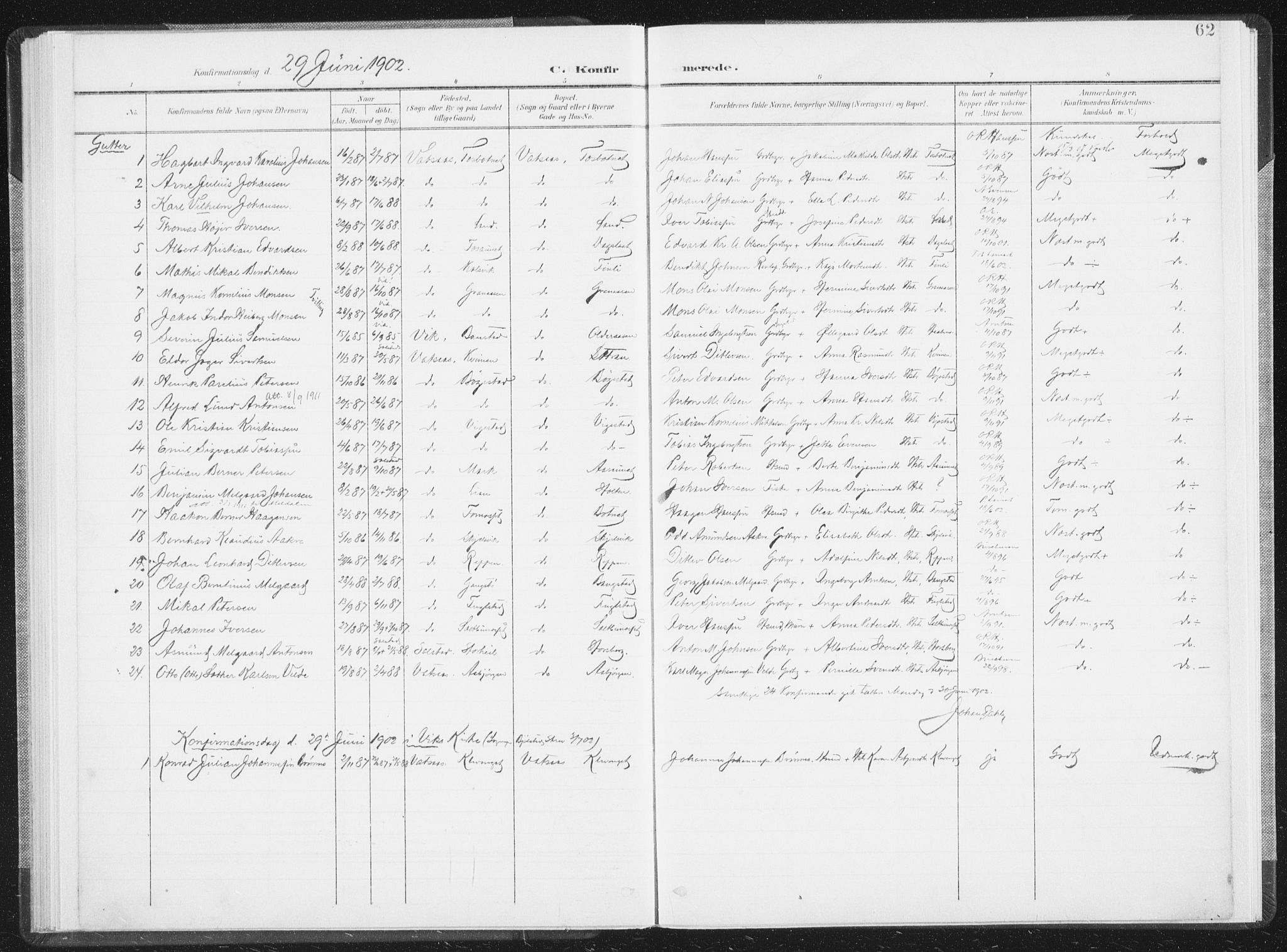 Ministerialprotokoller, klokkerbøker og fødselsregistre - Nordland, AV/SAT-A-1459/810/L0153: Parish register (official) no. 810A12, 1899-1914, p. 62