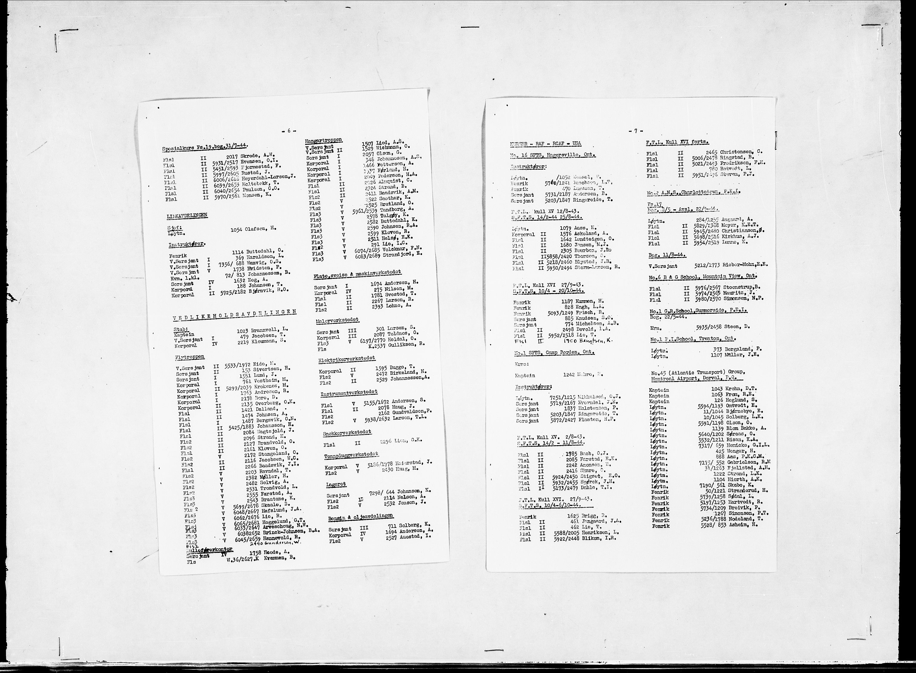 Forsvaret, Flyvåpnenes treningsleir 1940-1945, AV/RA-RAFA-3974/V/L0038: Ekspedisjonskontoret. 8. Personellkontoret, 1940-1945