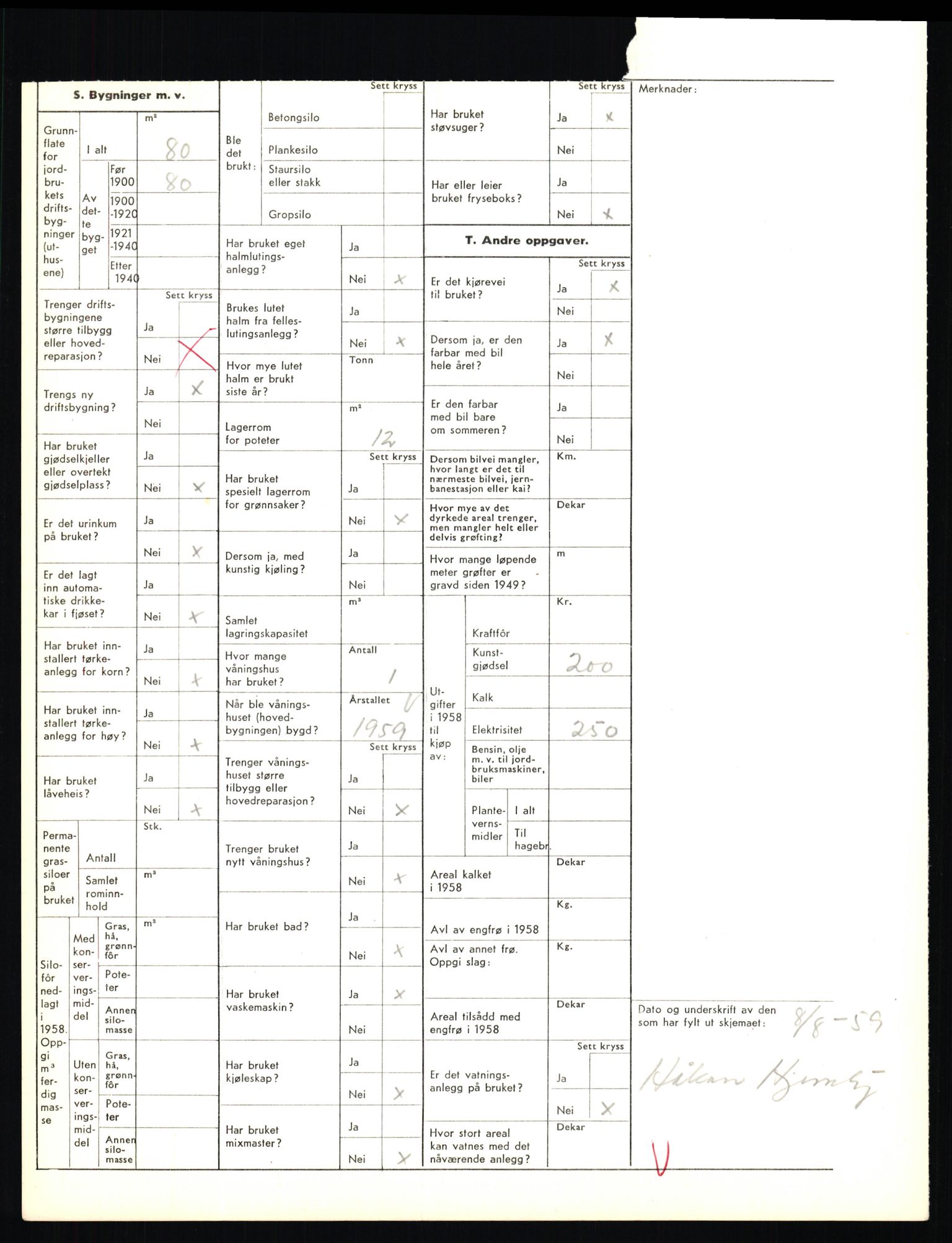 Statistisk sentralbyrå, Næringsøkonomiske emner, Jordbruk, skogbruk, jakt, fiske og fangst, AV/RA-S-2234/G/Gd/L0655: Troms: 1924 Målselv (kl. 4-10), 1959, p. 1230