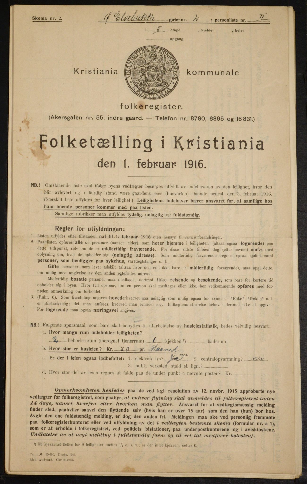 OBA, Municipal Census 1916 for Kristiania, 1916, p. 133096