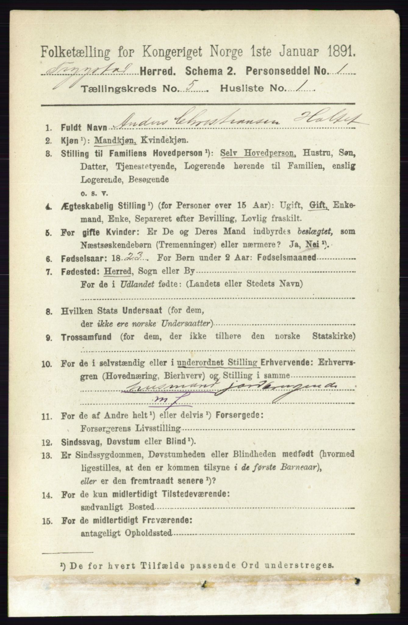 RA, 1891 Census for 0122 Trøgstad, 1891, p. 2026