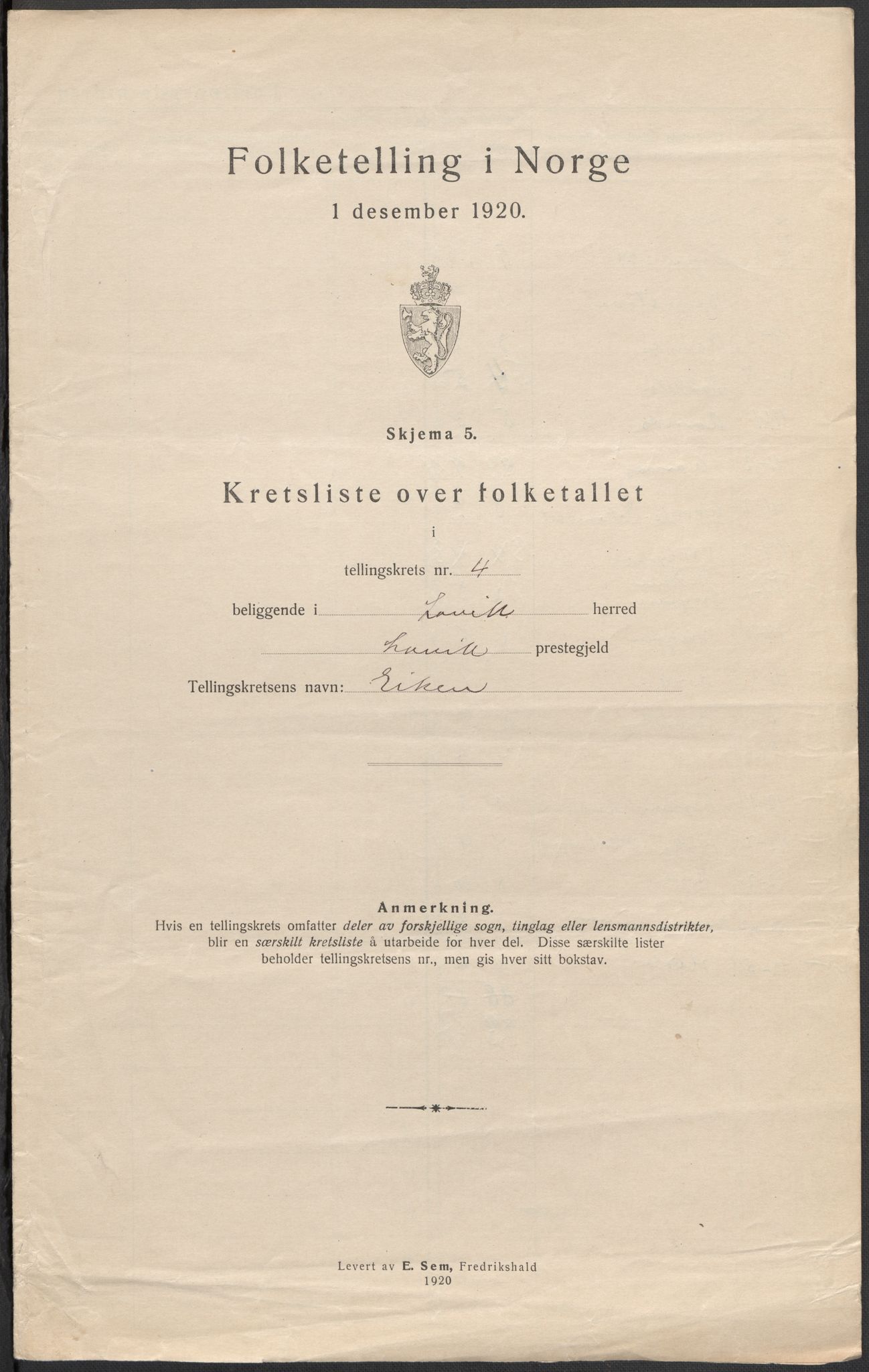 SAB, 1920 census for Lavik, 1920, p. 16