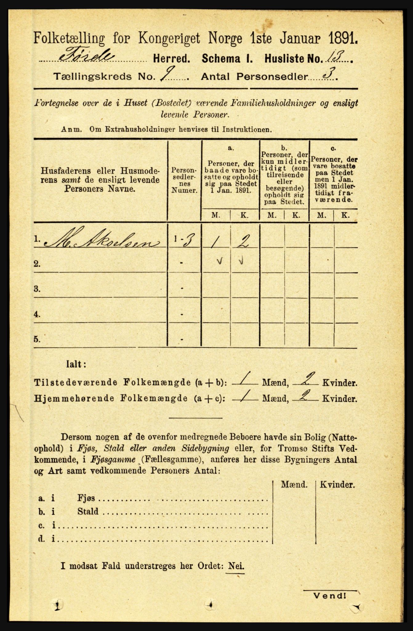 RA, 1891 census for 1432 Førde, 1891, p. 3285