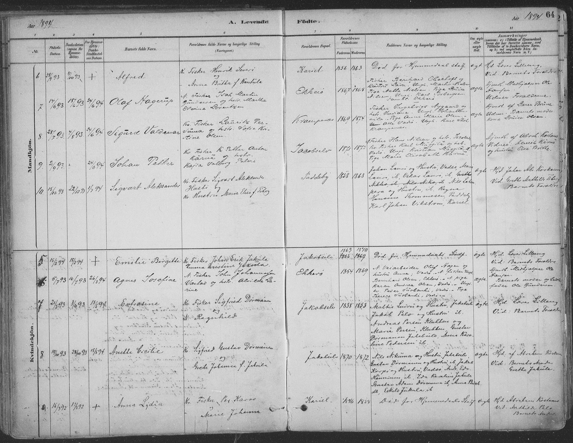Vadsø sokneprestkontor, SATØ/S-1325/H/Ha/L0009kirke: Parish register (official) no. 9, 1881-1917, p. 64