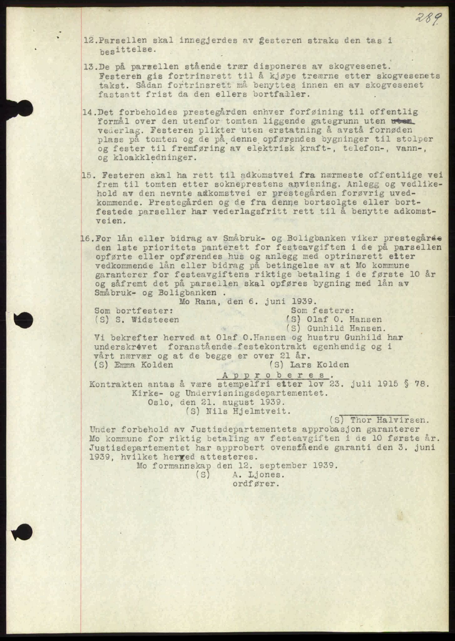 Rana sorenskriveri , SAT/A-1108/1/2/2C: Mortgage book no. A 6, 1939-1940, Diary no: : 1512/1939