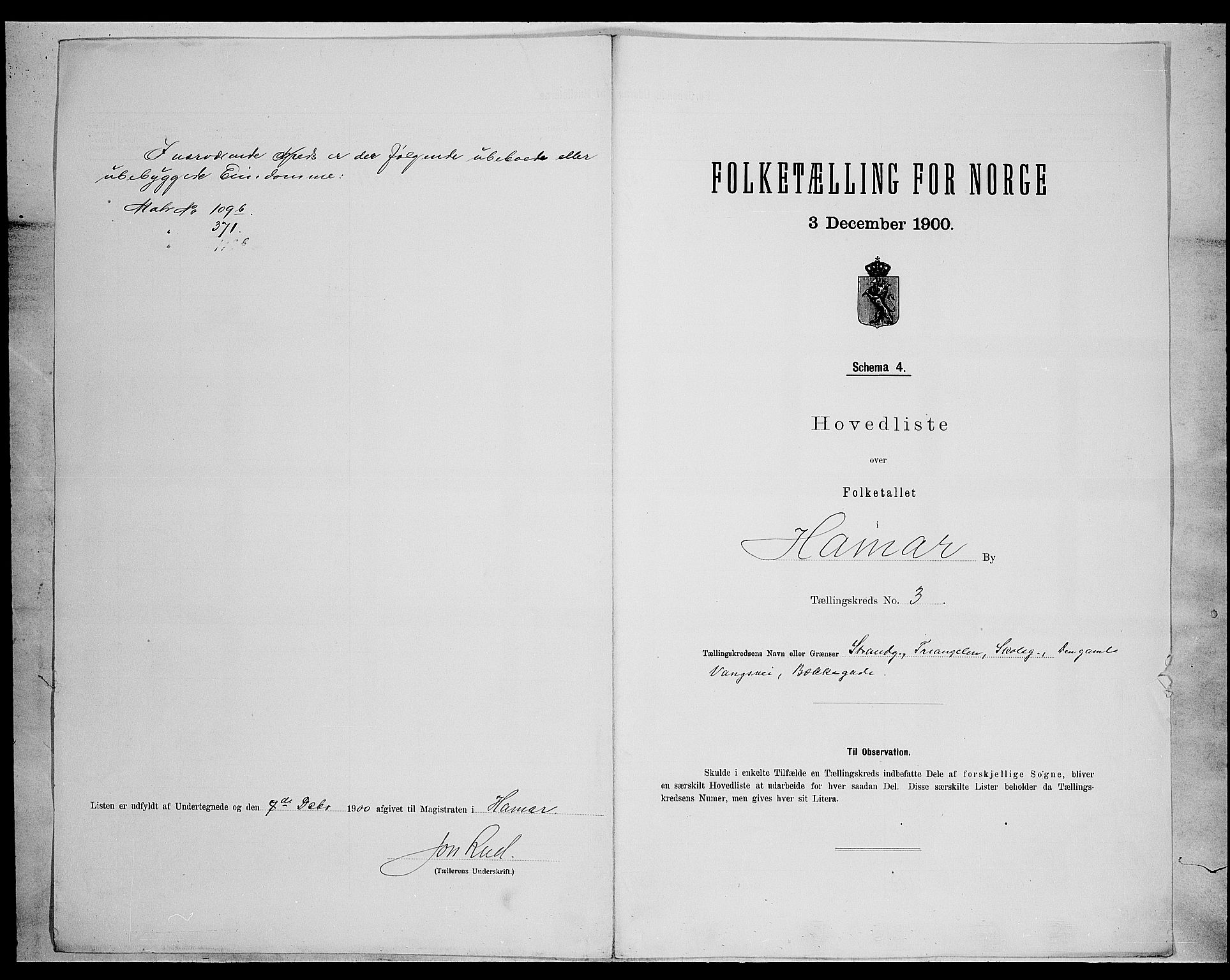 SAH, 1900 census for Hamar, 1900, p. 17