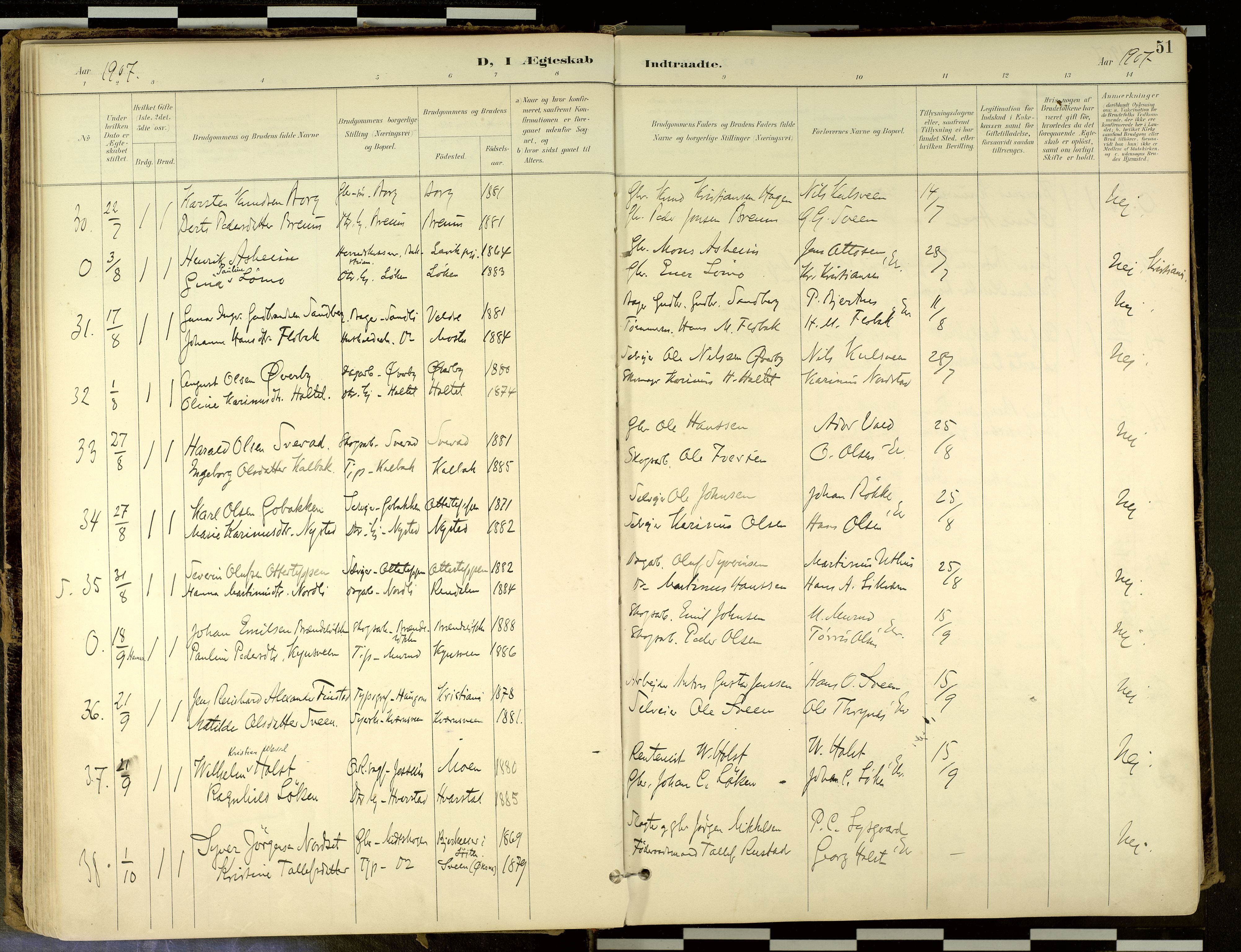 Elverum prestekontor, AV/SAH-PREST-044/H/Ha/Haa/L0018: Parish register (official) no. 18, 1894-1914, p. 51