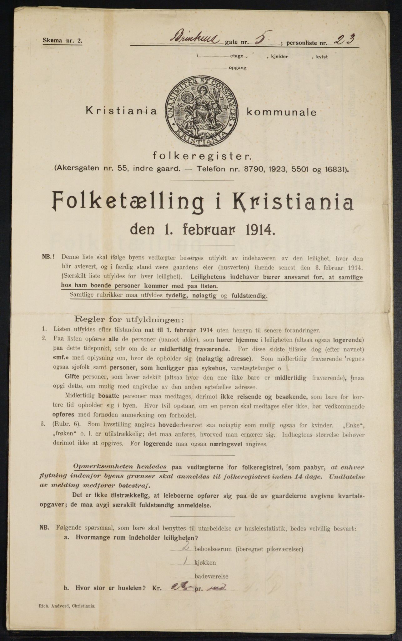 OBA, Municipal Census 1914 for Kristiania, 1914, p. 8850