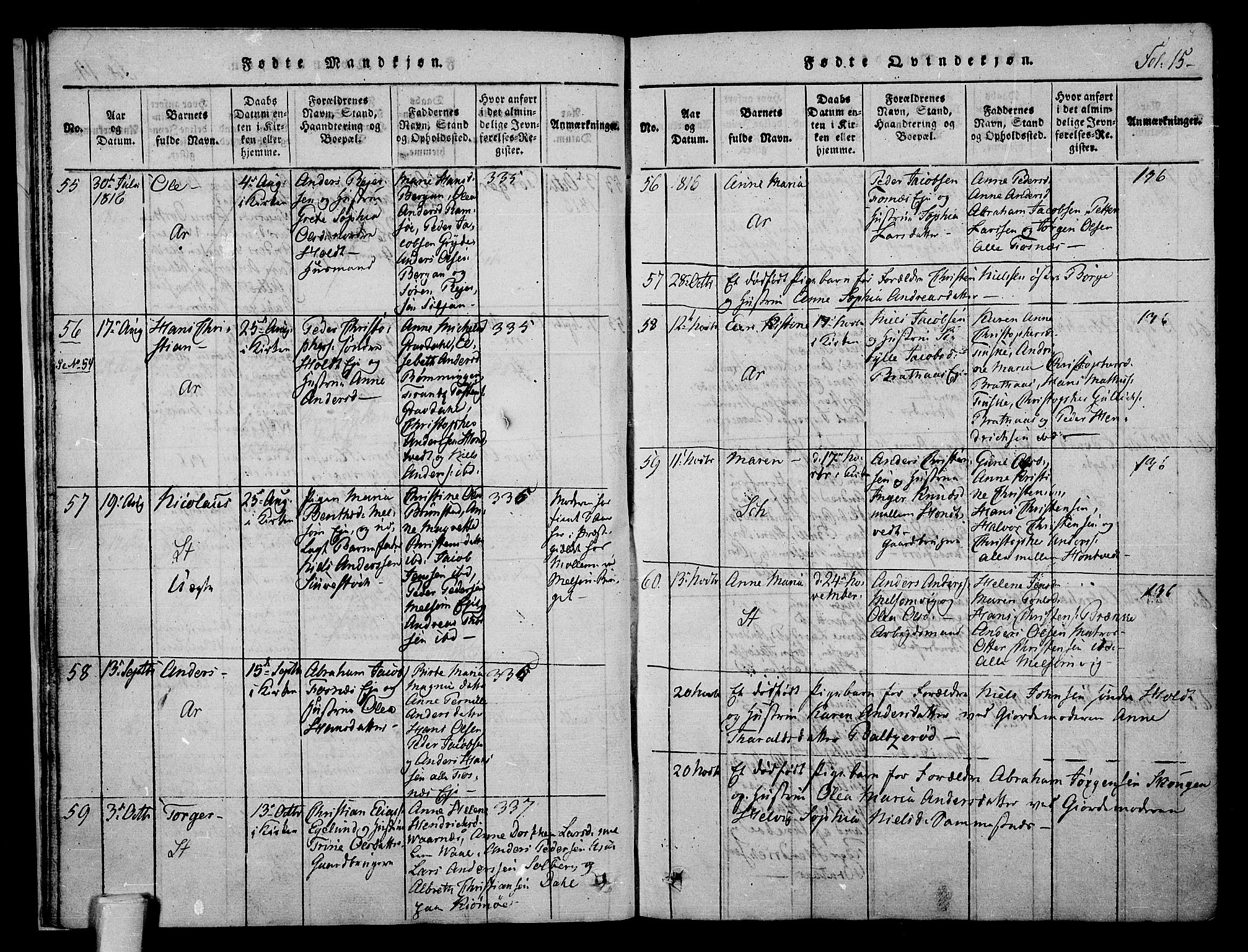 Stokke kirkebøker, AV/SAKO-A-320/F/Fa/L0005: Parish register (official) no. I 5, 1815-1826, p. 15