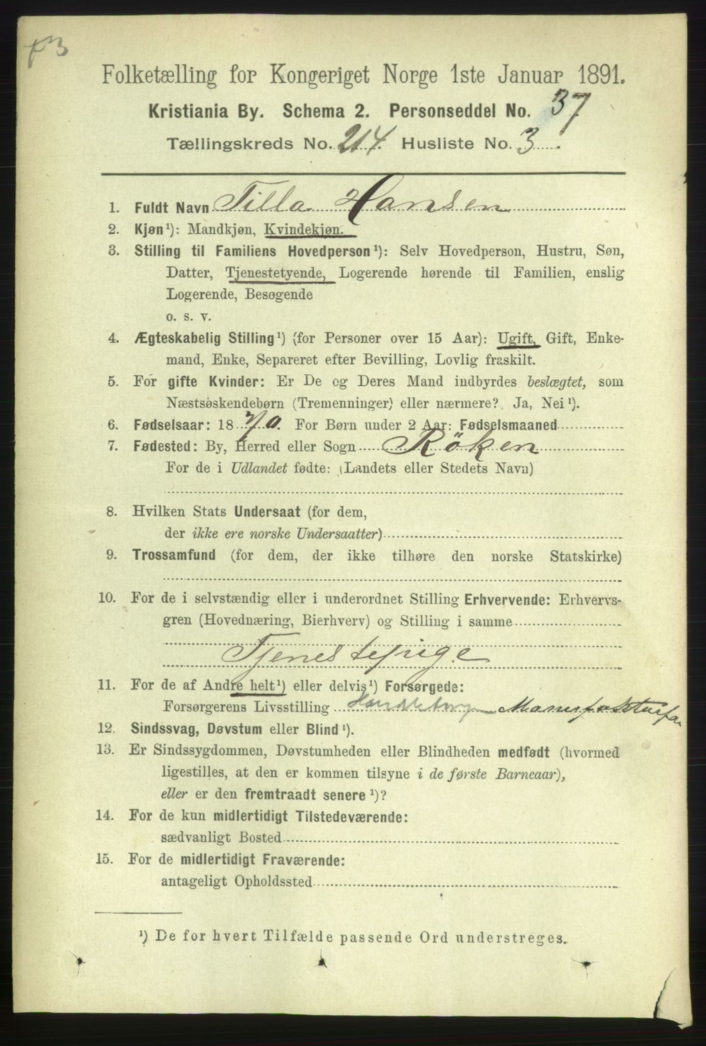 RA, 1891 census for 0301 Kristiania, 1891, p. 127350
