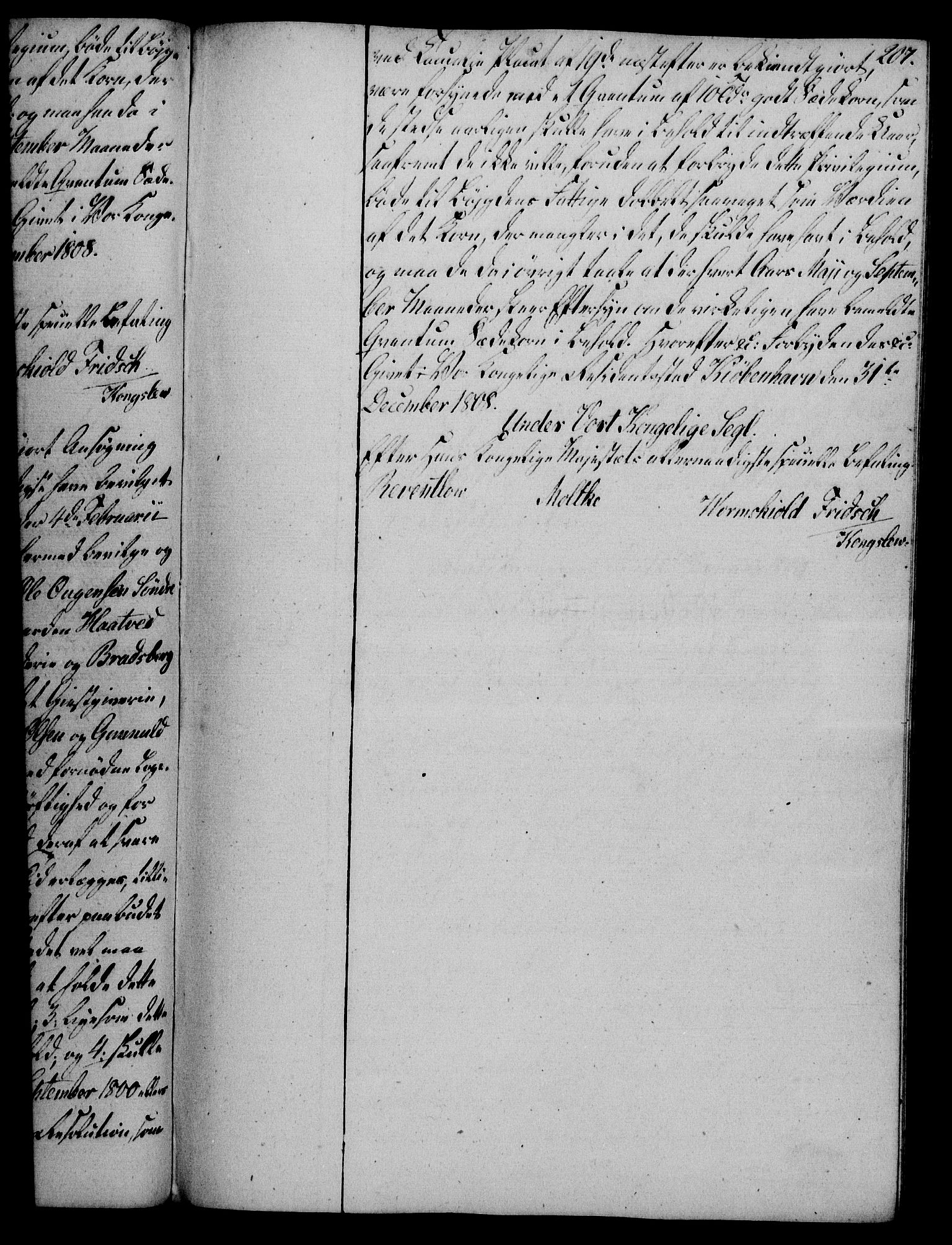 Rentekammeret, Kammerkanselliet, RA/EA-3111/G/Gg/Gga/L0019: Norsk ekspedisjonsprotokoll med register (merket RK 53.19), 1807-1810, p. 207