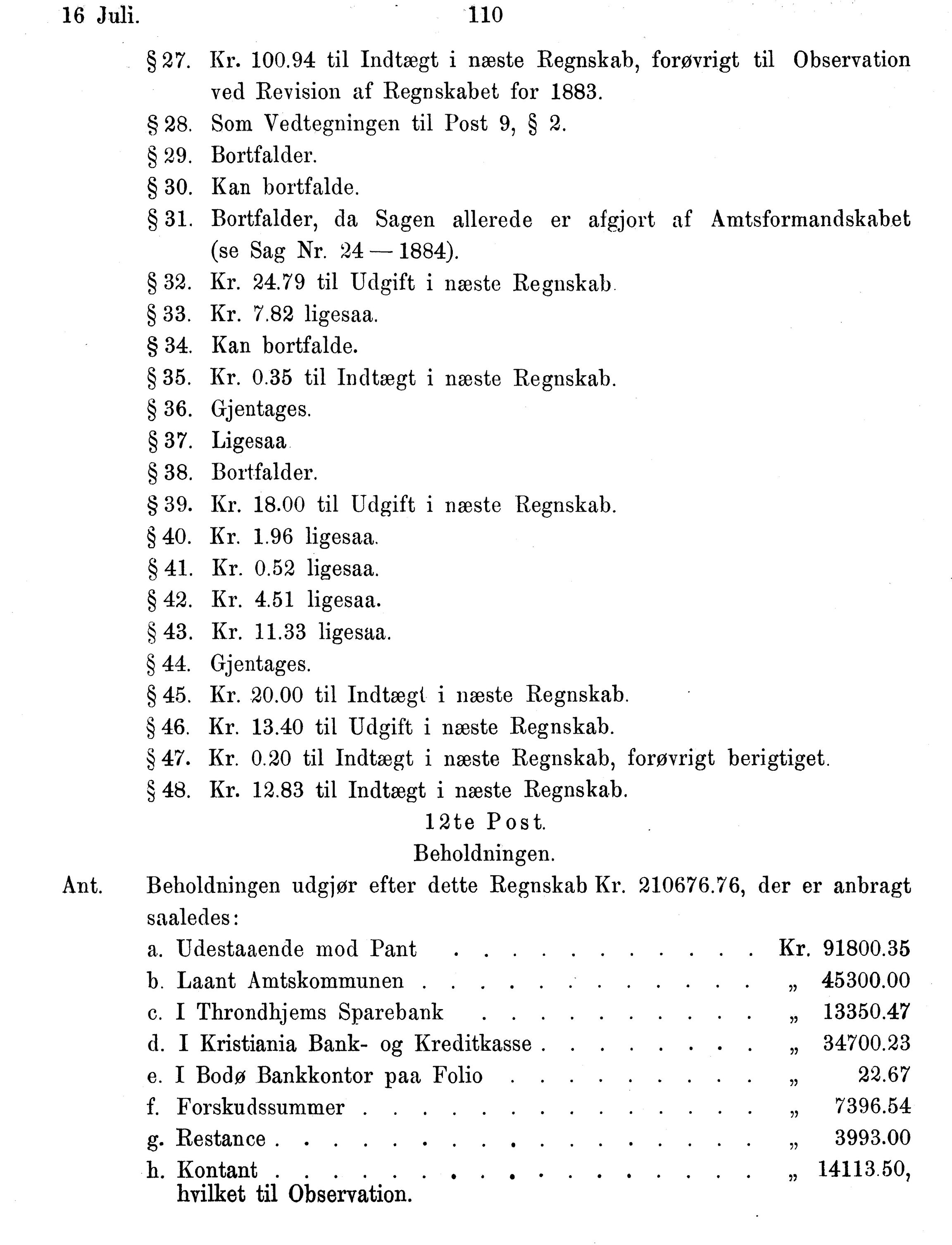 Nordland Fylkeskommune. Fylkestinget, AIN/NFK-17/176/A/Ac/L0014: Fylkestingsforhandlinger 1881-1885, 1881-1885