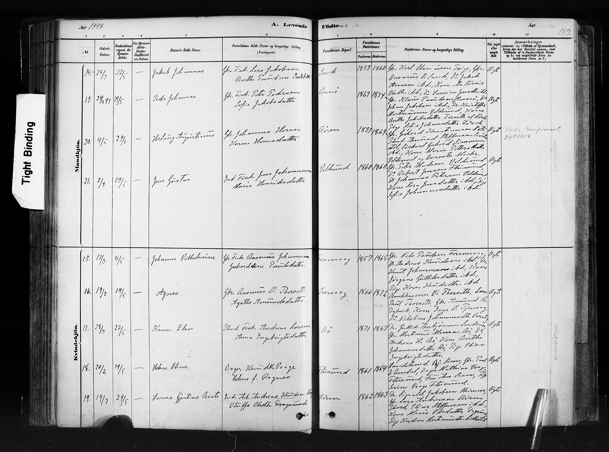 Ministerialprotokoller, klokkerbøker og fødselsregistre - Møre og Romsdal, AV/SAT-A-1454/507/L0073: Parish register (official) no. 507A08, 1878-1904, p. 143