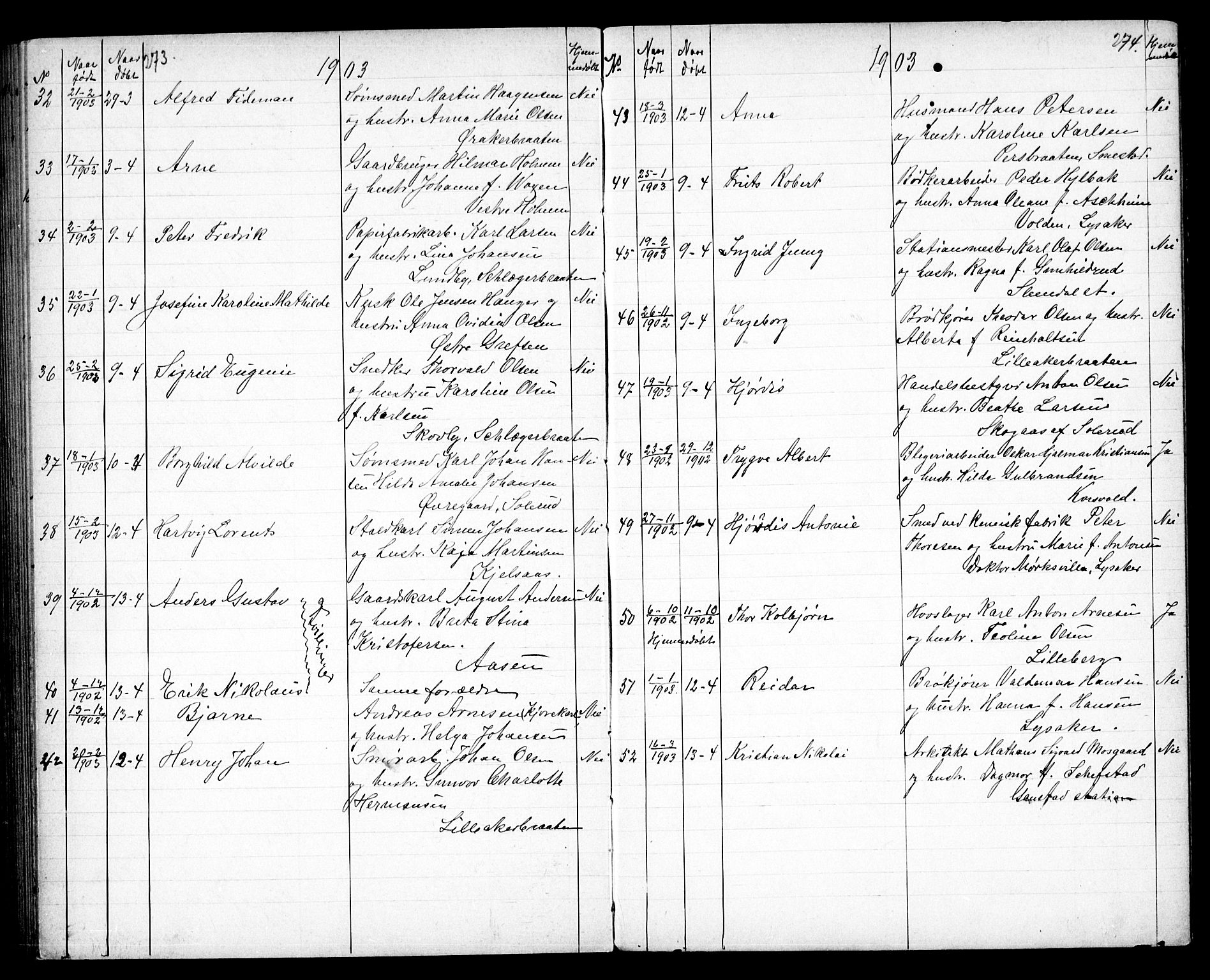 Vestre Aker prestekontor Kirkebøker, SAO/A-10025/G/Ga/L0004: Parish register (copy) no. I 4, 1891-1903, p. 273-274