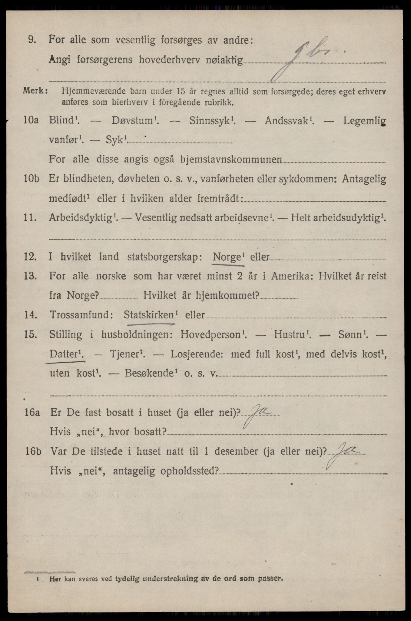 SAST, 1920 census for Strand, 1920, p. 3987