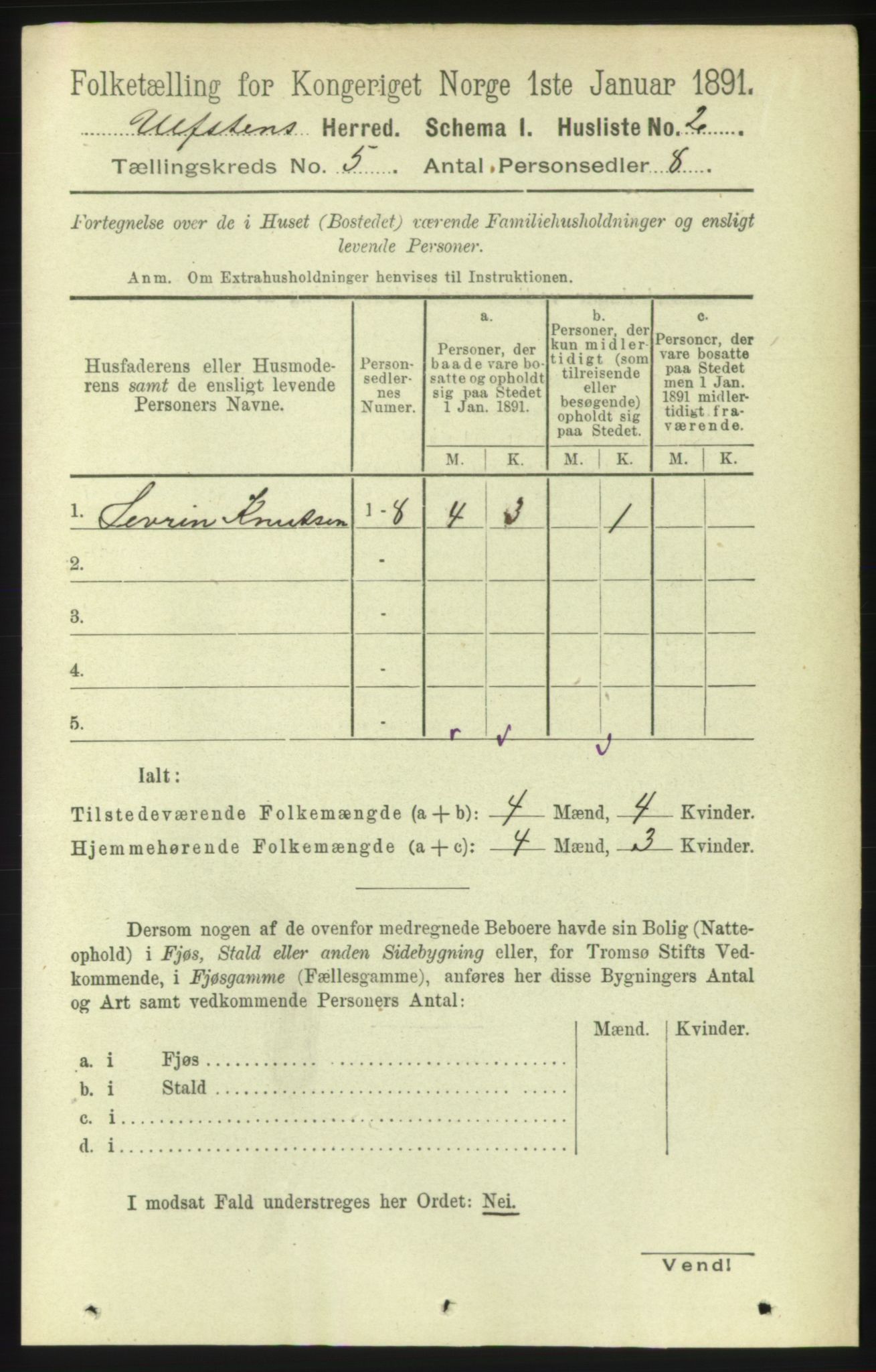 RA, 1891 census for 1516 Ulstein, 1891, p. 1193