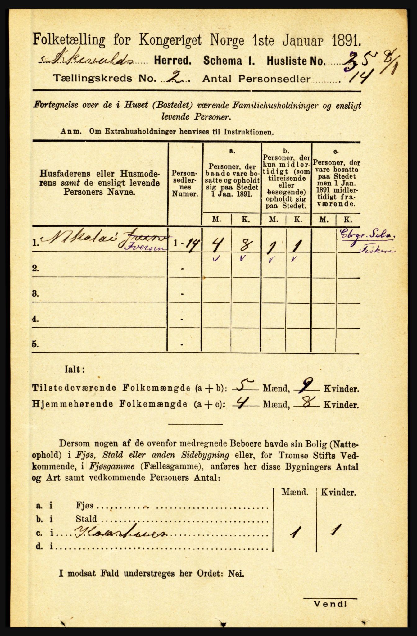 RA, 1891 census for 1428 Askvoll, 1891, p. 403