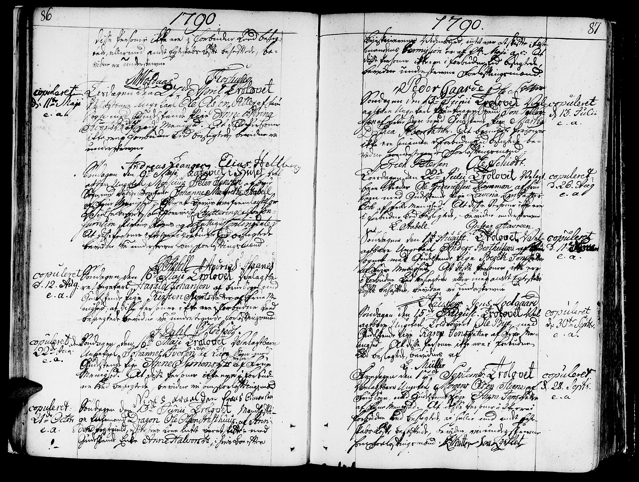 Ministerialprotokoller, klokkerbøker og fødselsregistre - Sør-Trøndelag, SAT/A-1456/602/L0105: Parish register (official) no. 602A03, 1774-1814, p. 86-87