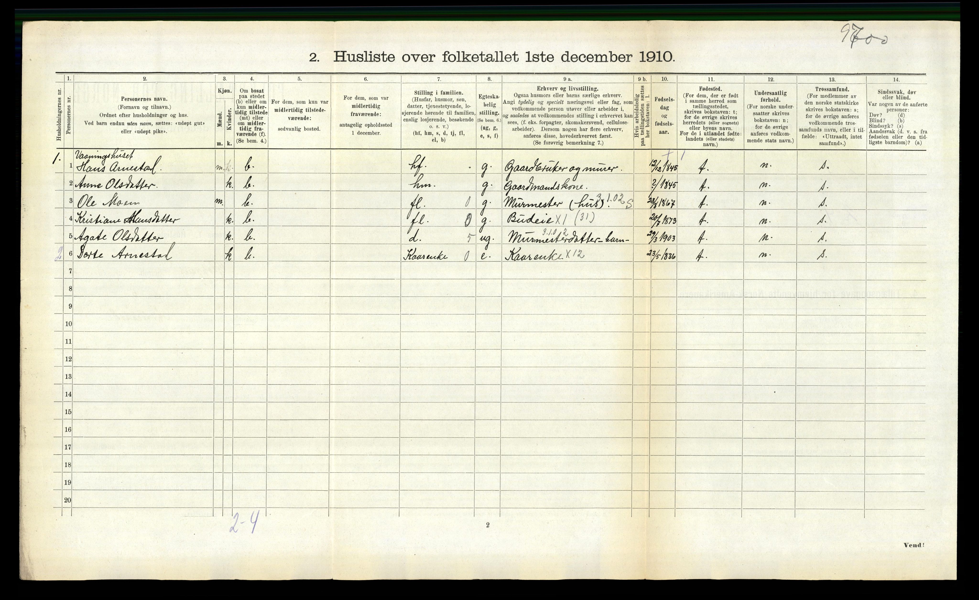 RA, 1910 census for Gloppen, 1910, p. 153