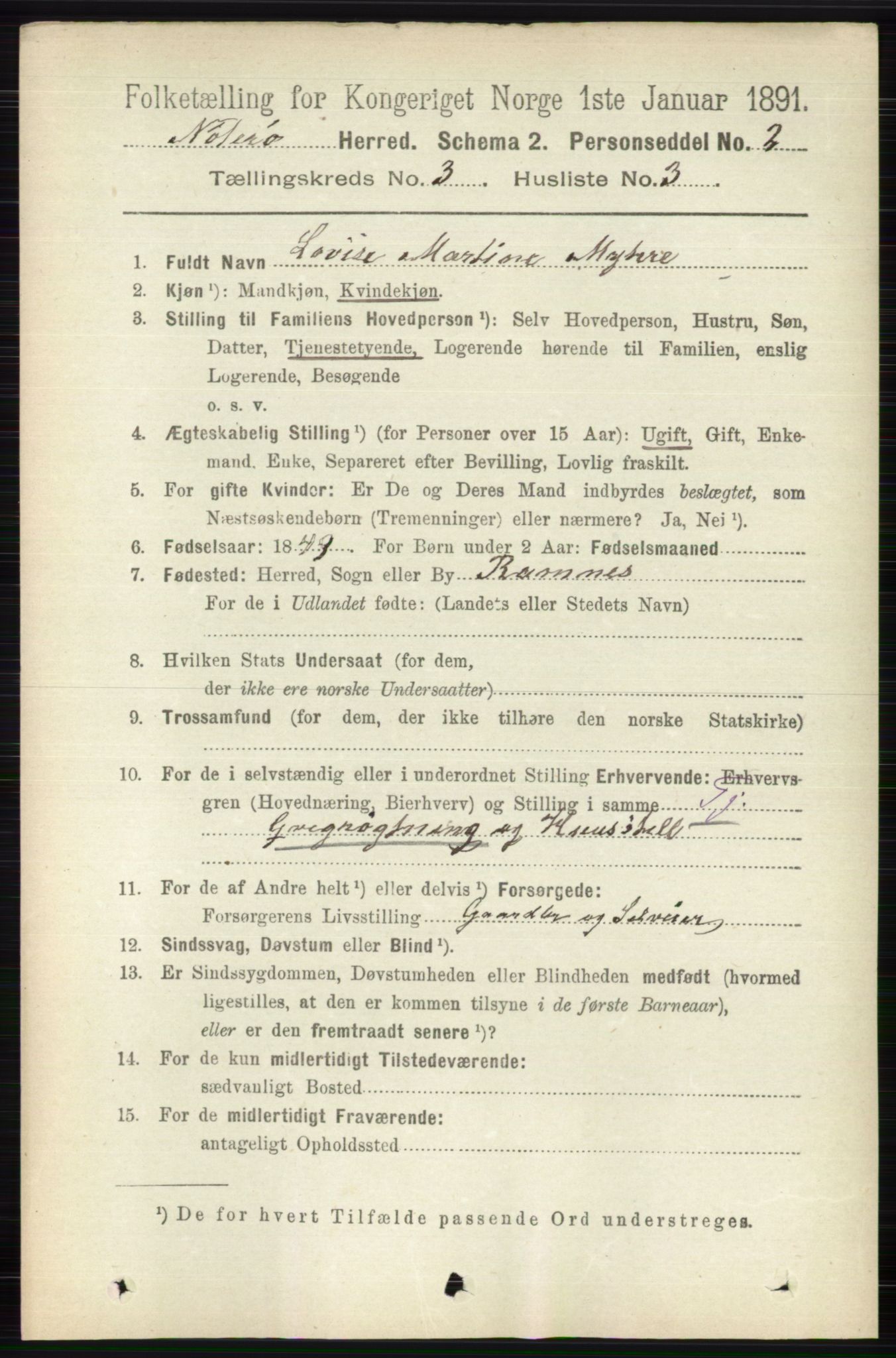 RA, 1891 census for 0722 Nøtterøy, 1891, p. 1554