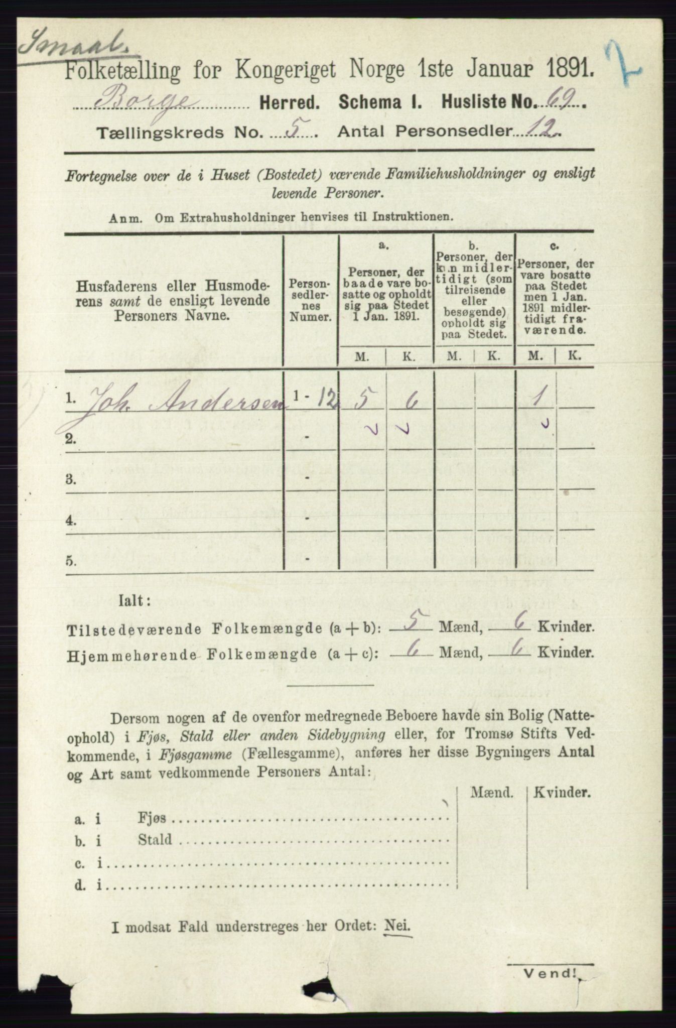 RA, 1891 census for 0113 Borge, 1891, p. 2381