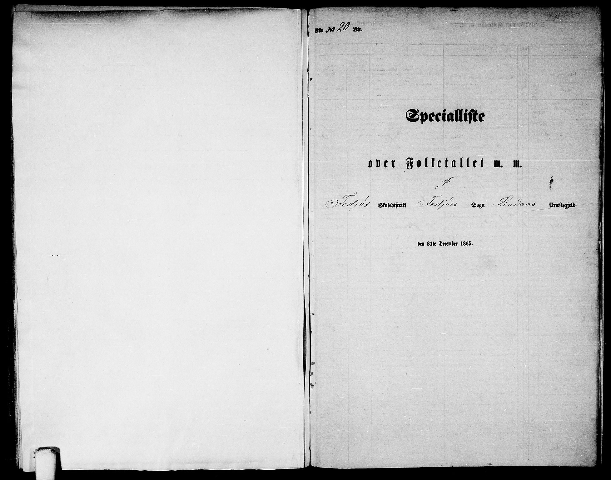 RA, 1865 census for Lindås, 1865, p. 289