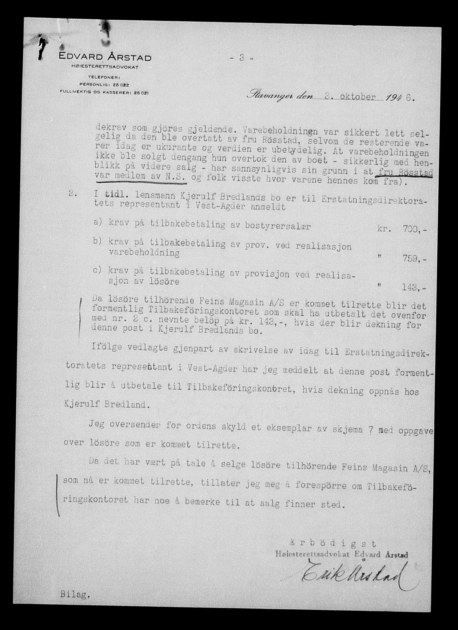 Justisdepartementet, Tilbakeføringskontoret for inndratte formuer, AV/RA-S-1564/H/Hc/Hcd/L0995: --, 1945-1947, p. 324