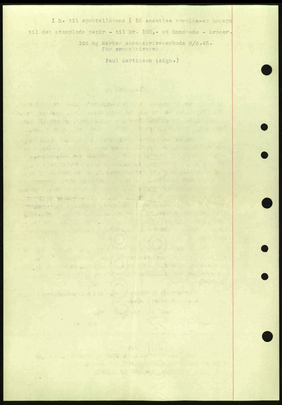 Idd og Marker sorenskriveri, AV/SAO-A-10283/G/Gb/Gbb/L0007: Mortgage book no. A7, 1944-1945, Diary no: : 451/1945