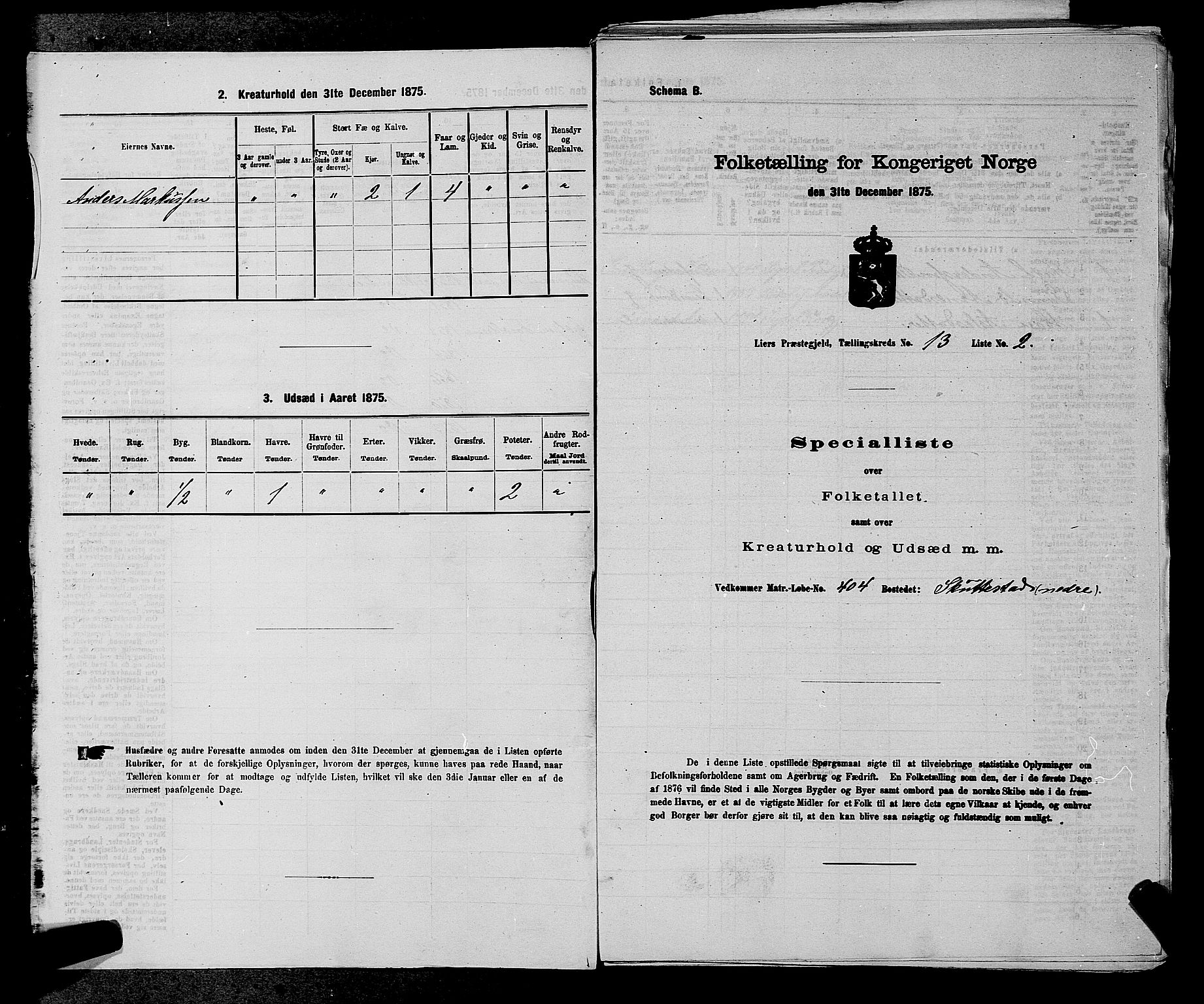 SAKO, 1875 census for 0626P Lier, 1875, p. 2297