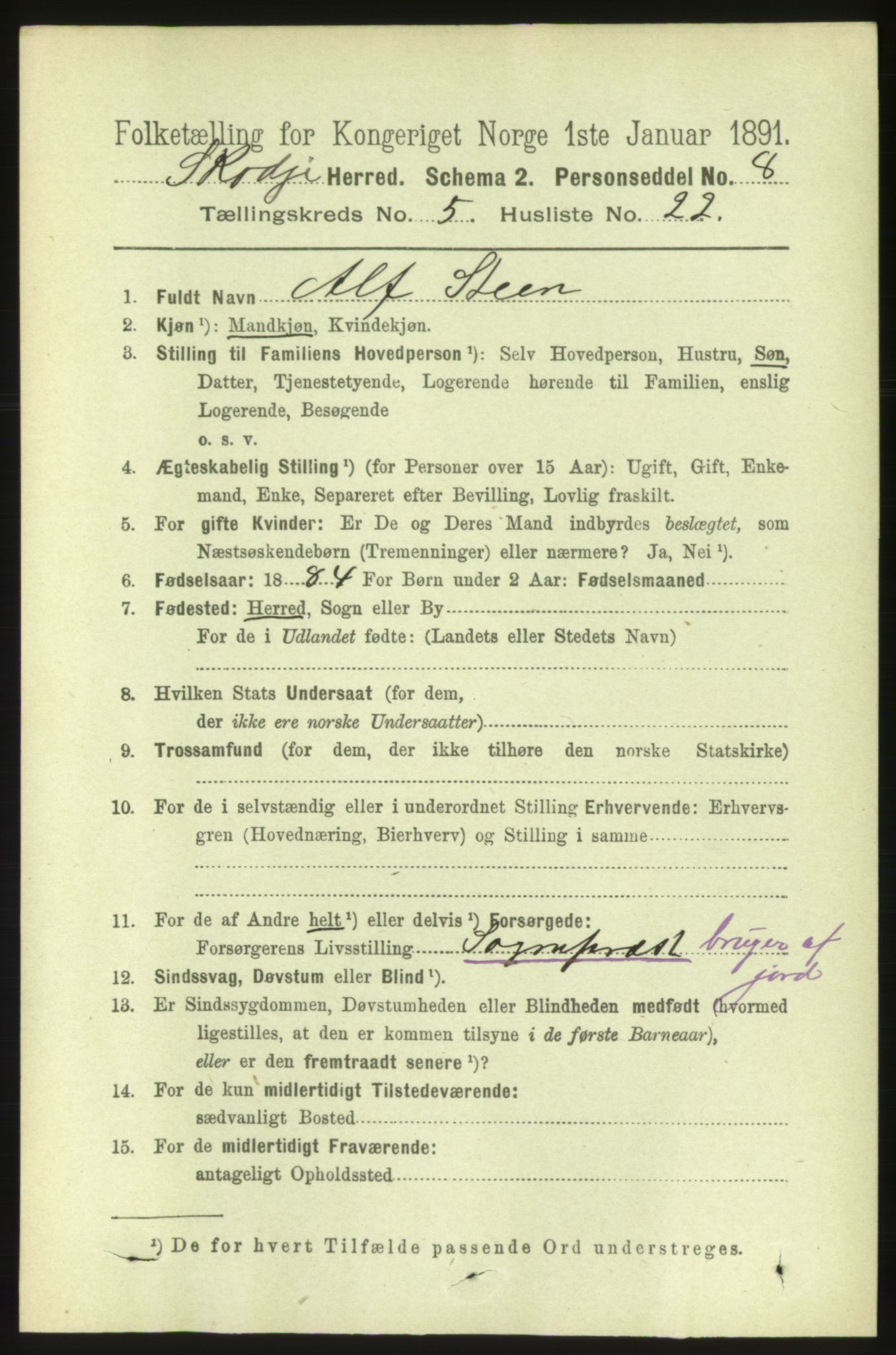 RA, 1891 census for 1529 Skodje, 1891, p. 954