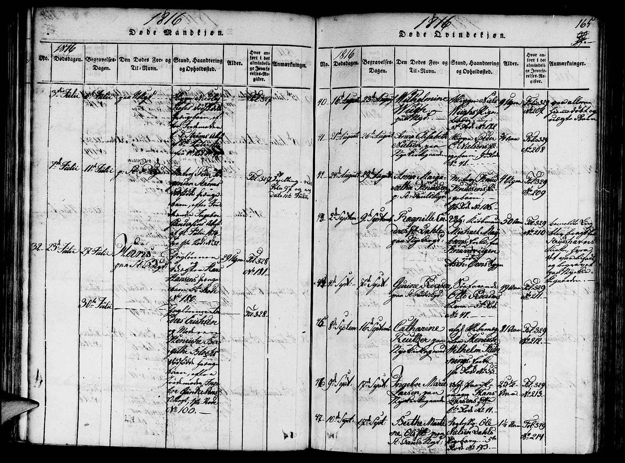 Nykirken Sokneprestembete, AV/SAB-A-77101/H/Haa/L0011: Parish register (official) no. A 11, 1816-1821, p. 165