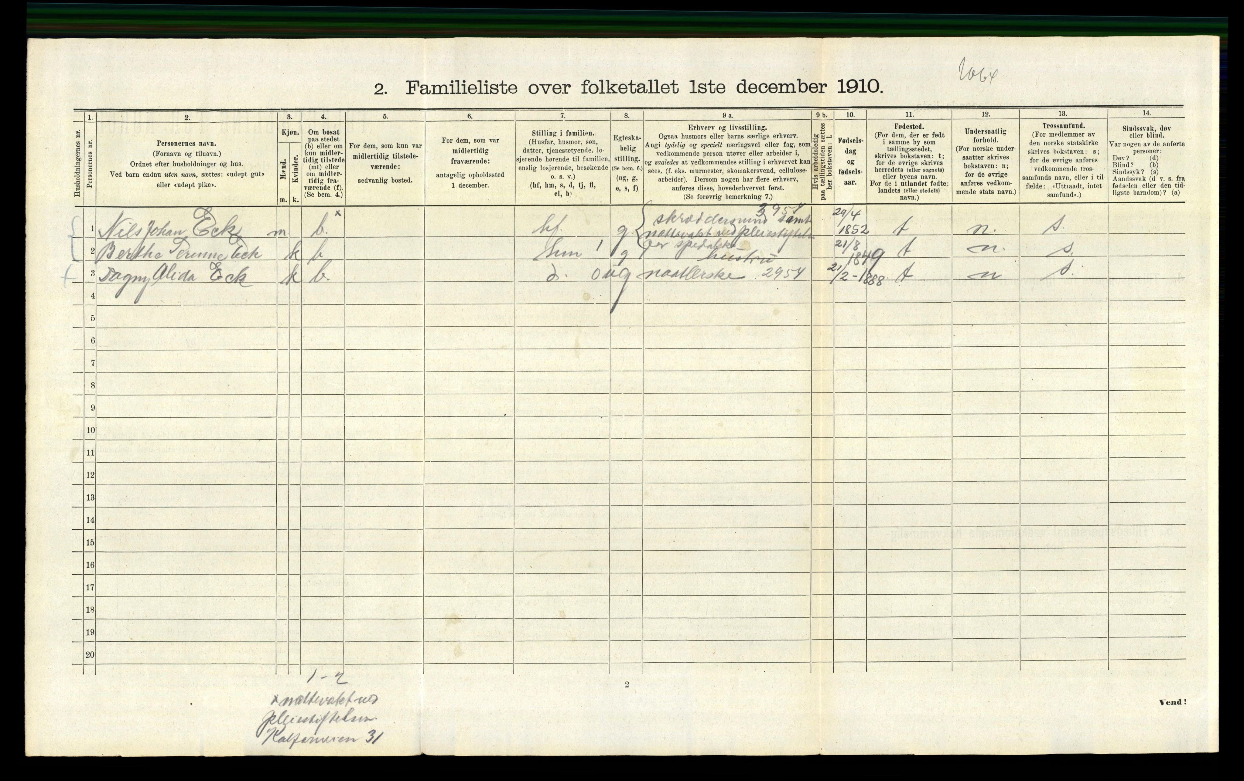 RA, 1910 census for Bergen, 1910, p. 25970