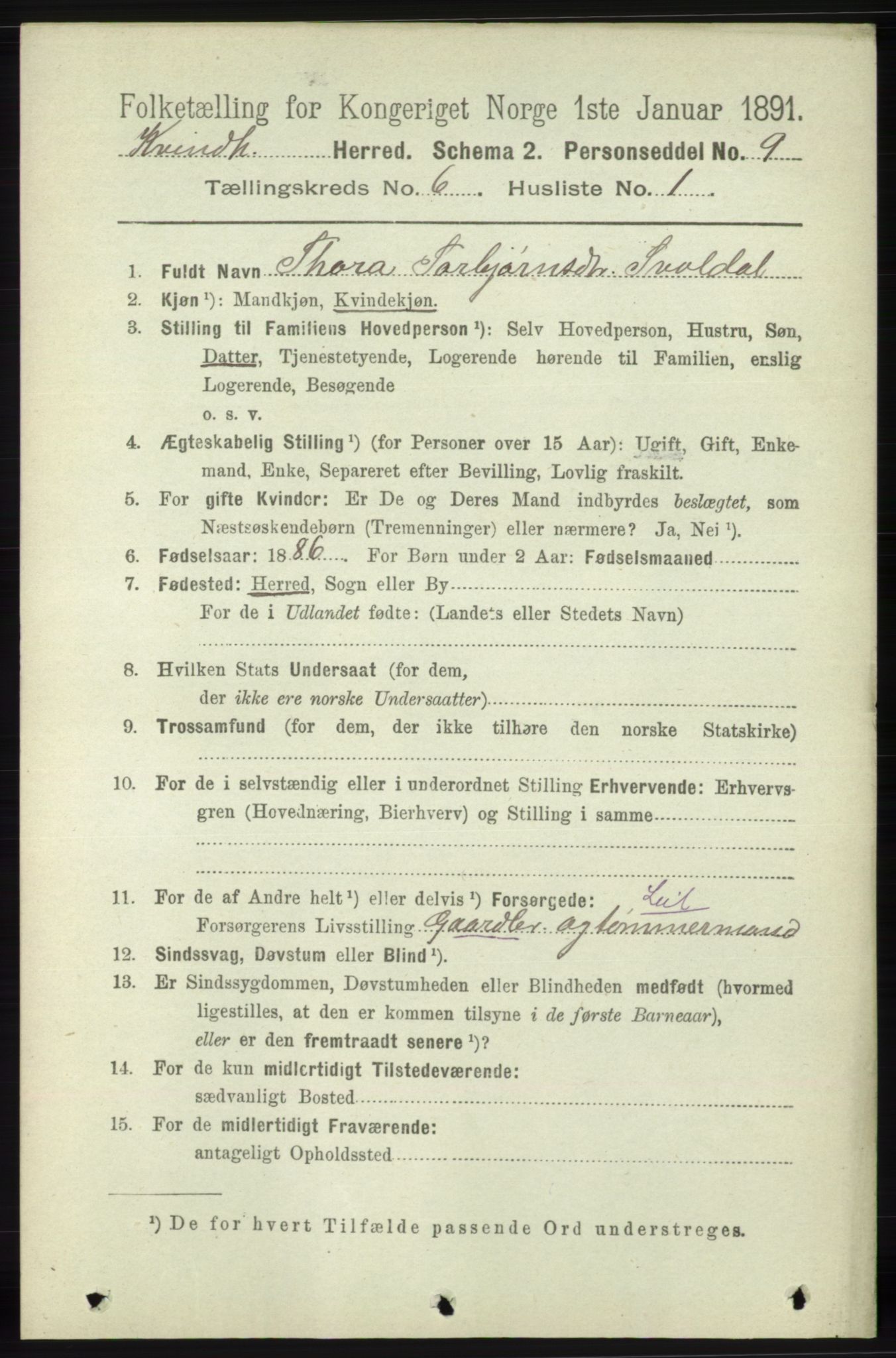 RA, 1891 census for 1224 Kvinnherad, 1891, p. 2129