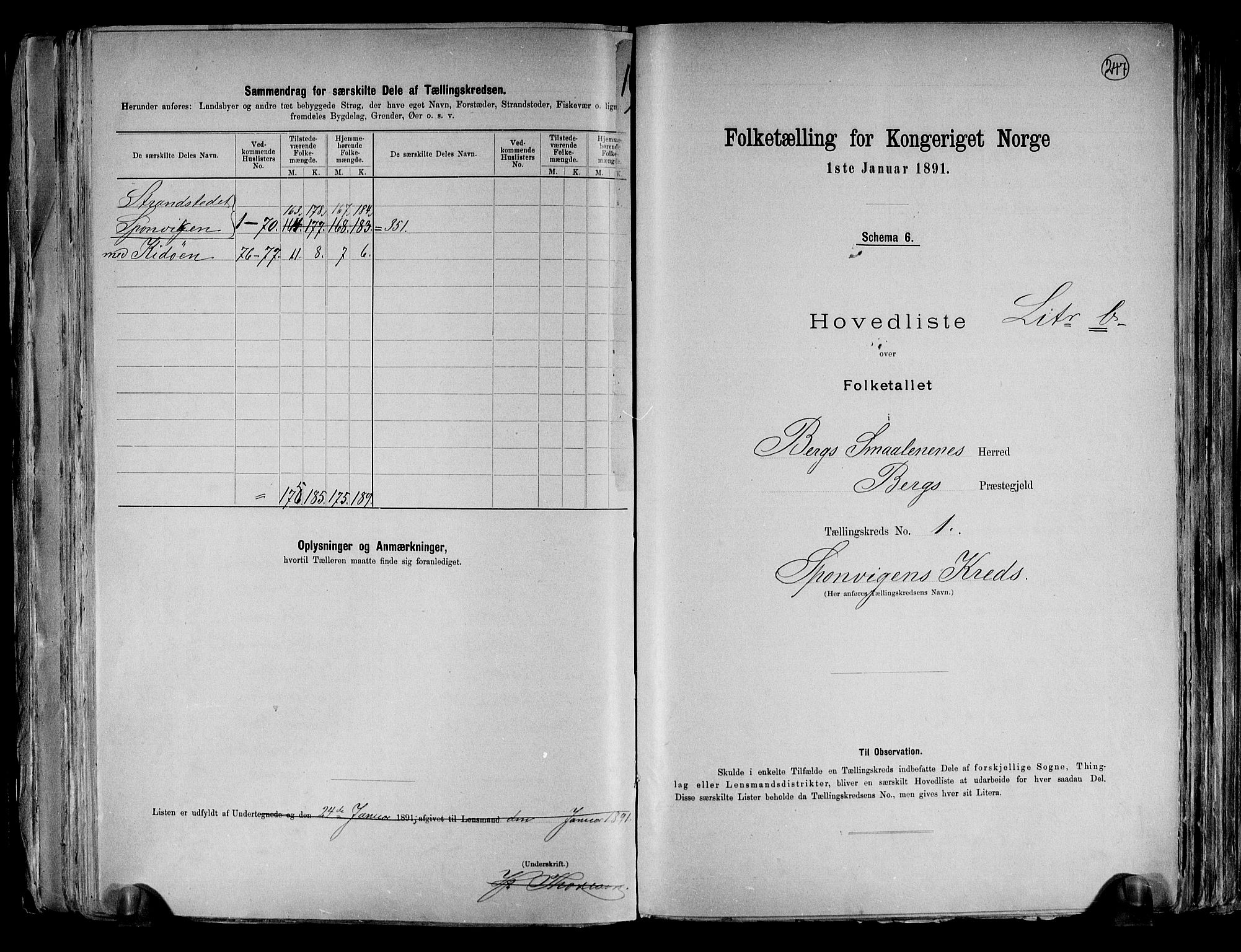 RA, 1891 census for 0116 Berg, 1891, p. 7
