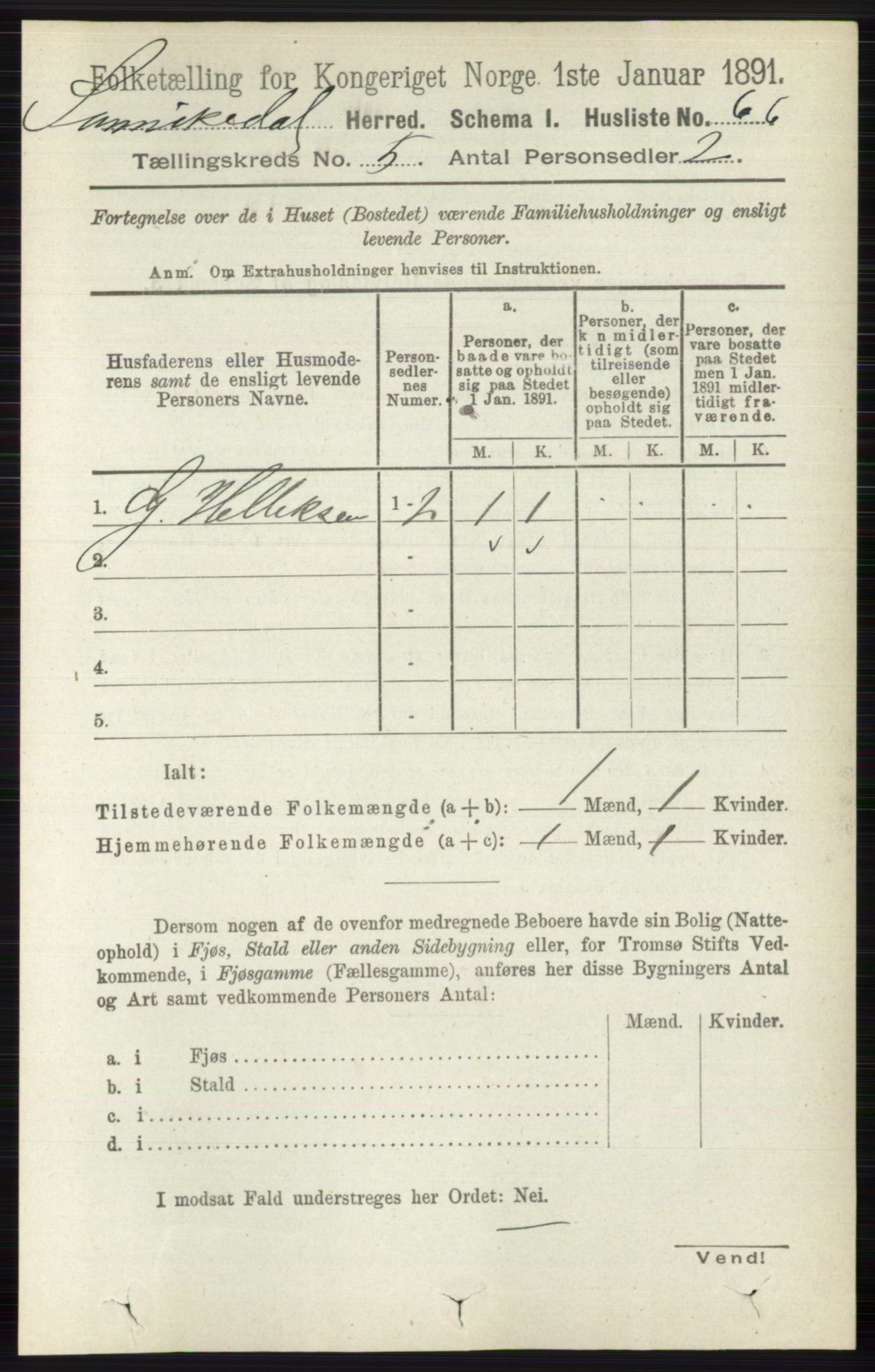 RA, 1891 census for 0816 Sannidal, 1891, p. 2033