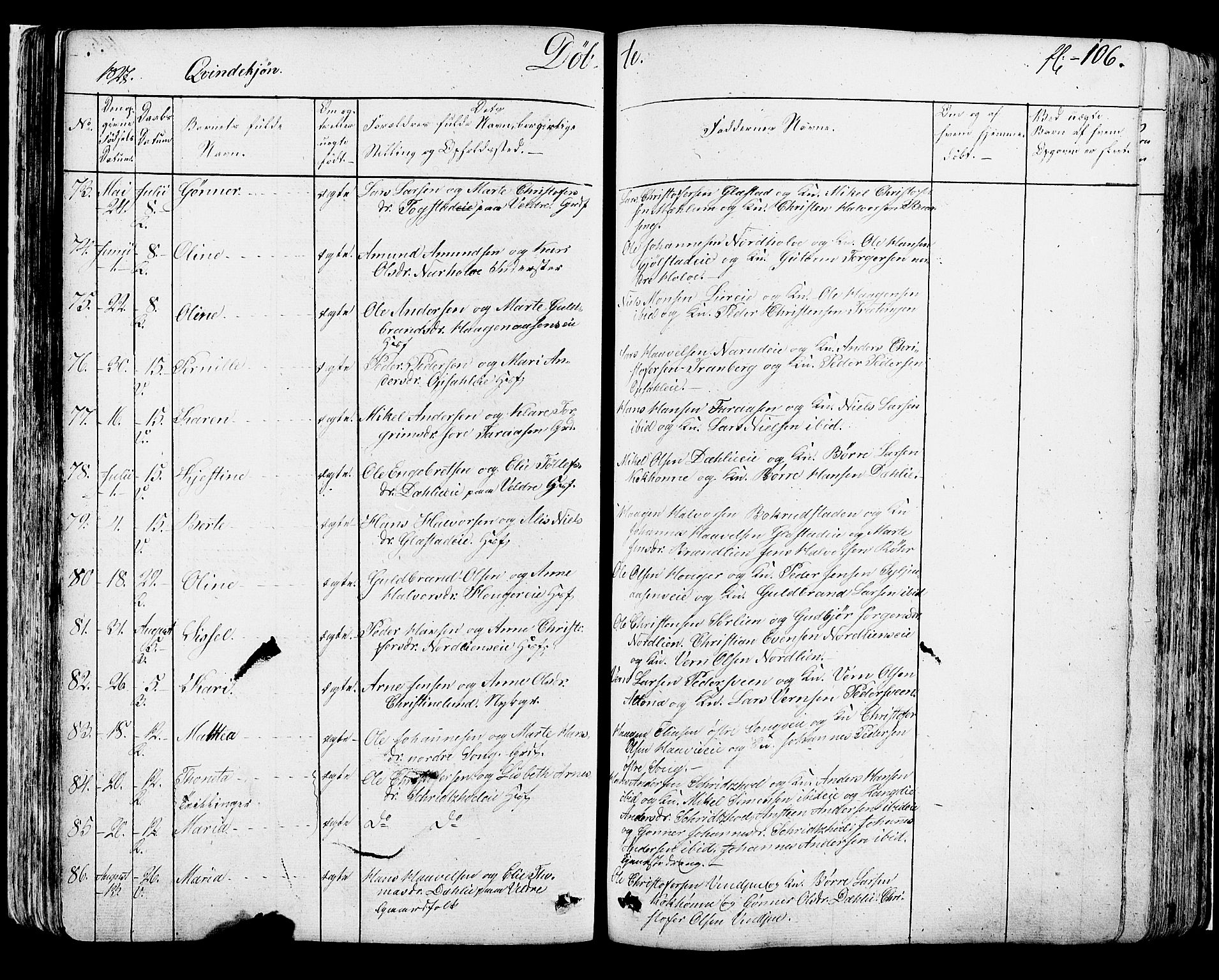 Ringsaker prestekontor, SAH/PREST-014/K/Ka/L0007: Parish register (official) no. 7A, 1826-1837, p. 106