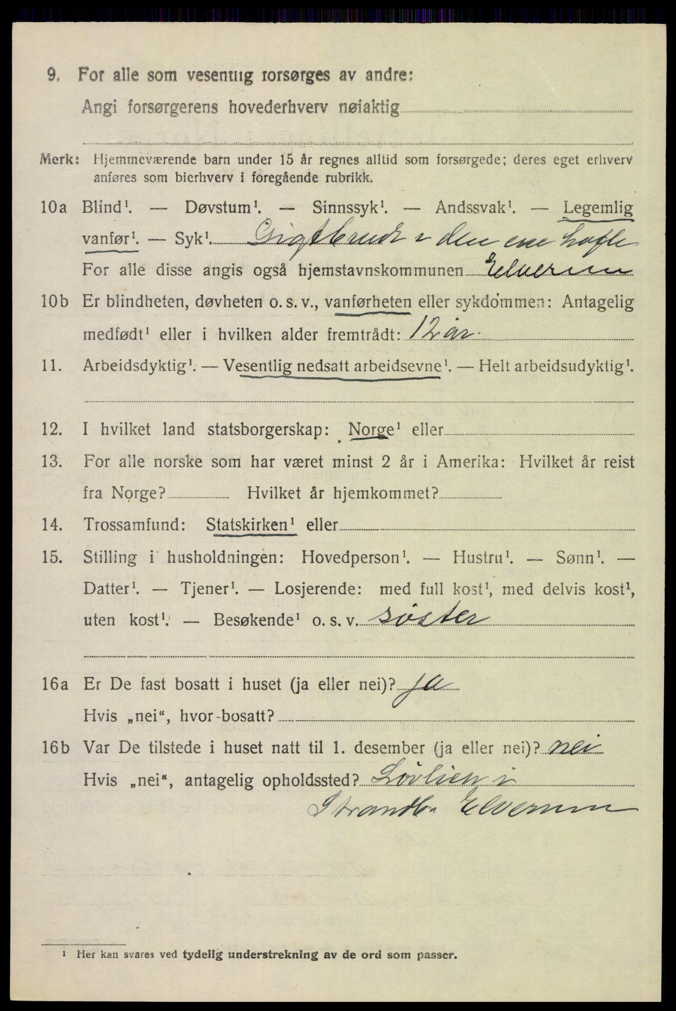 SAH, 1920 census for Elverum, 1920, p. 15571