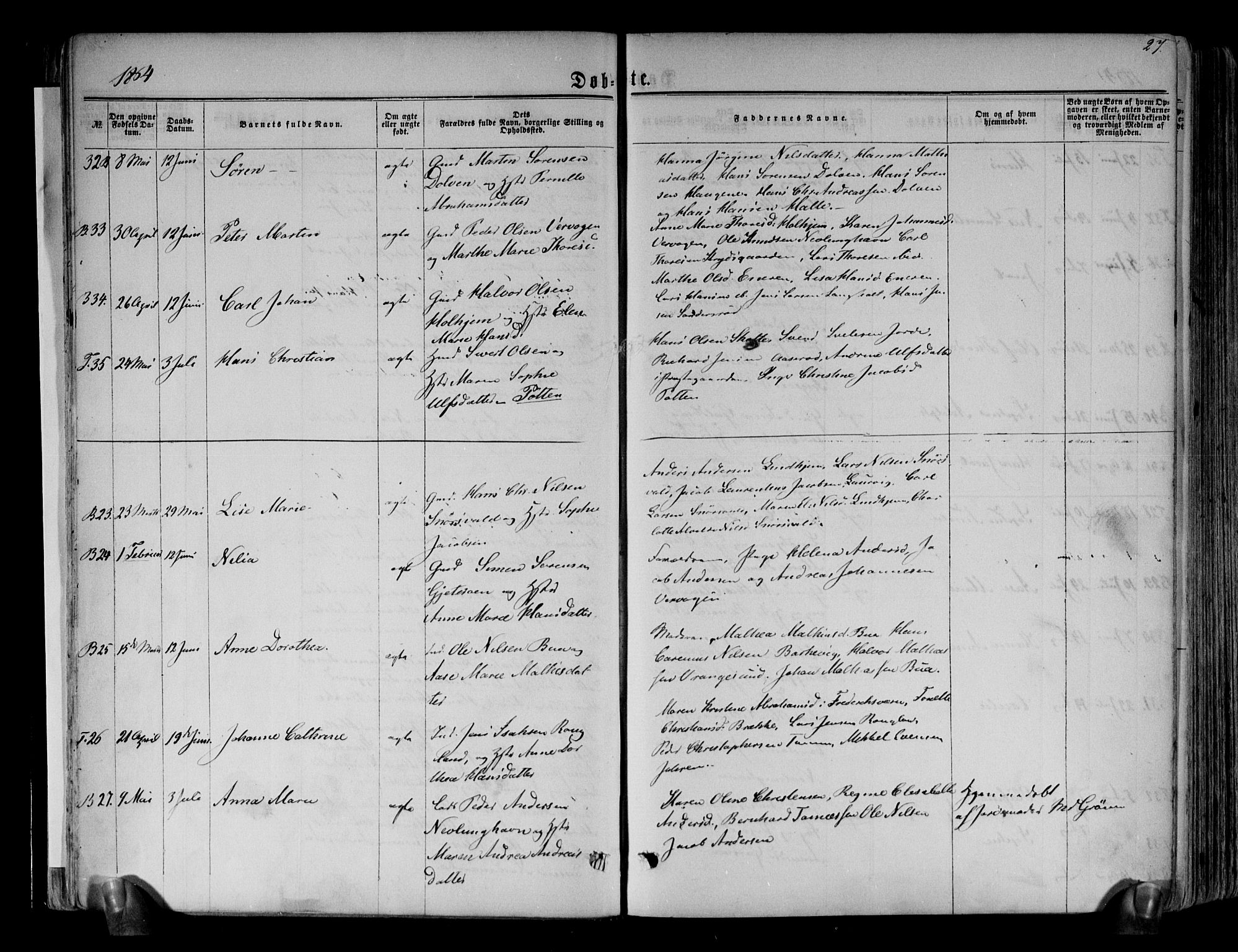 Brunlanes kirkebøker, AV/SAKO-A-342/F/Fa/L0005: Parish register (official) no. I 5, 1862-1877, p. 27