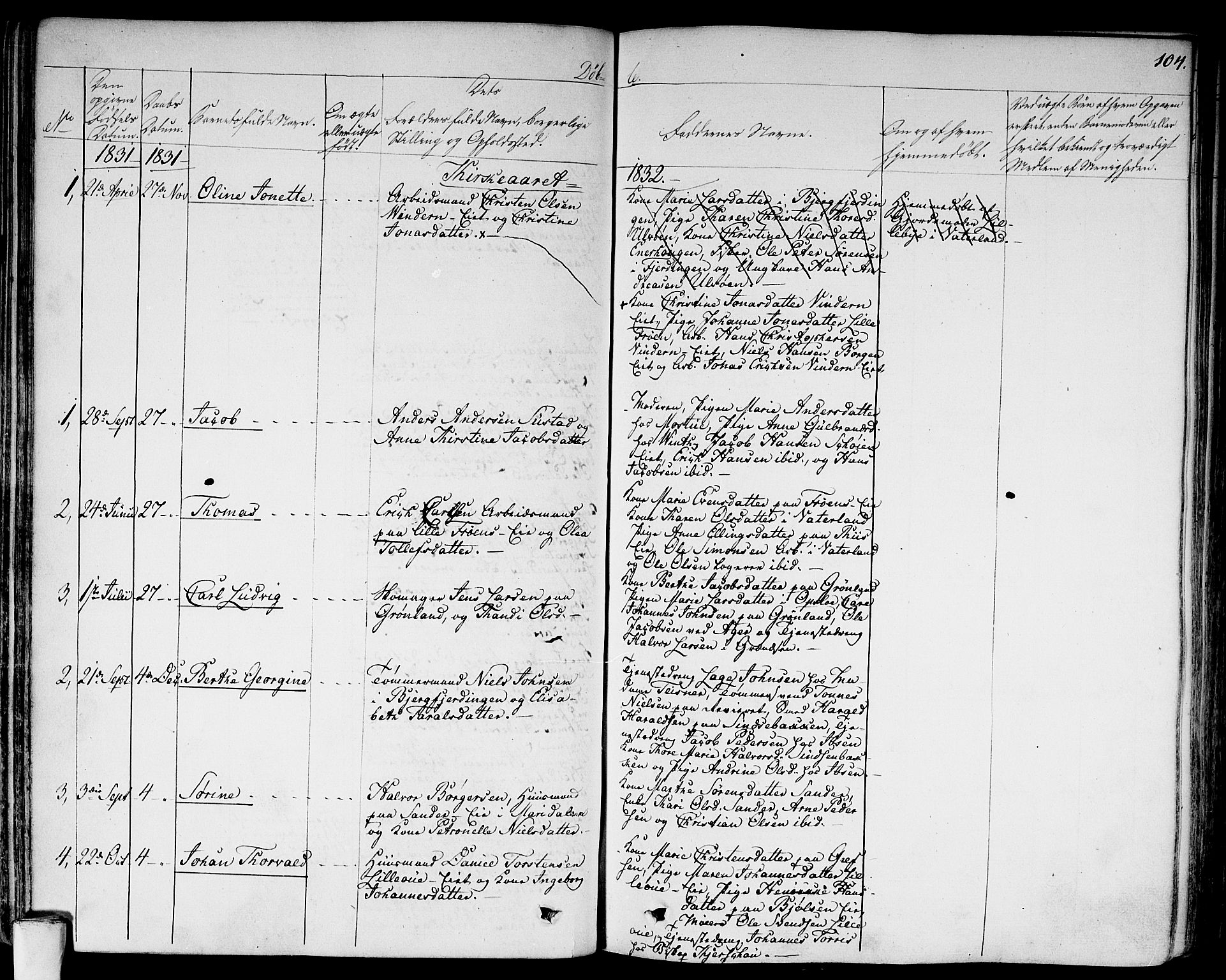 Aker prestekontor kirkebøker, SAO/A-10861/F/L0013: Parish register (official) no. 13, 1828-1837, p. 104