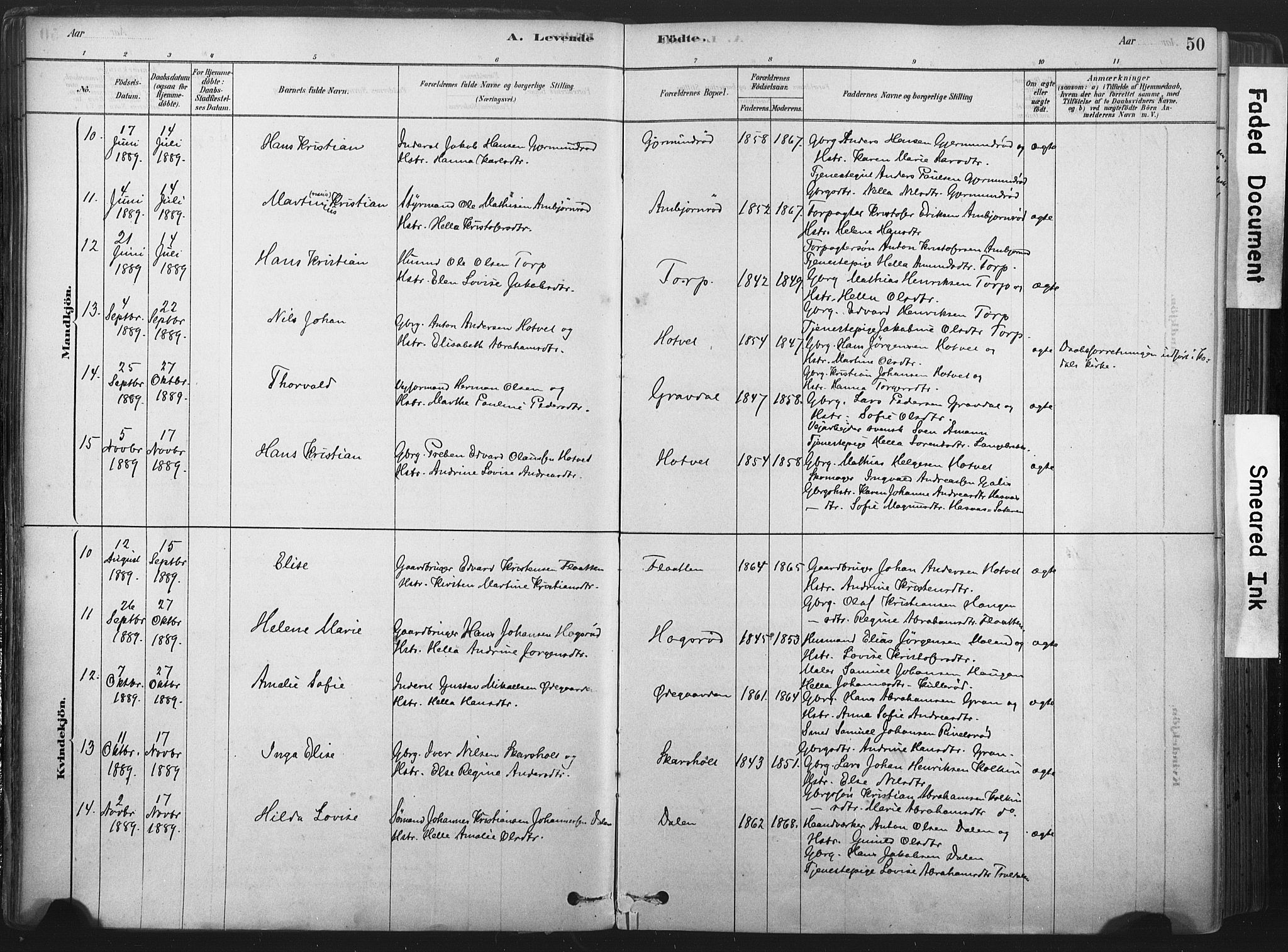 Andebu kirkebøker, SAKO/A-336/F/Fa/L0007: Parish register (official) no. 7, 1878-1899, p. 50