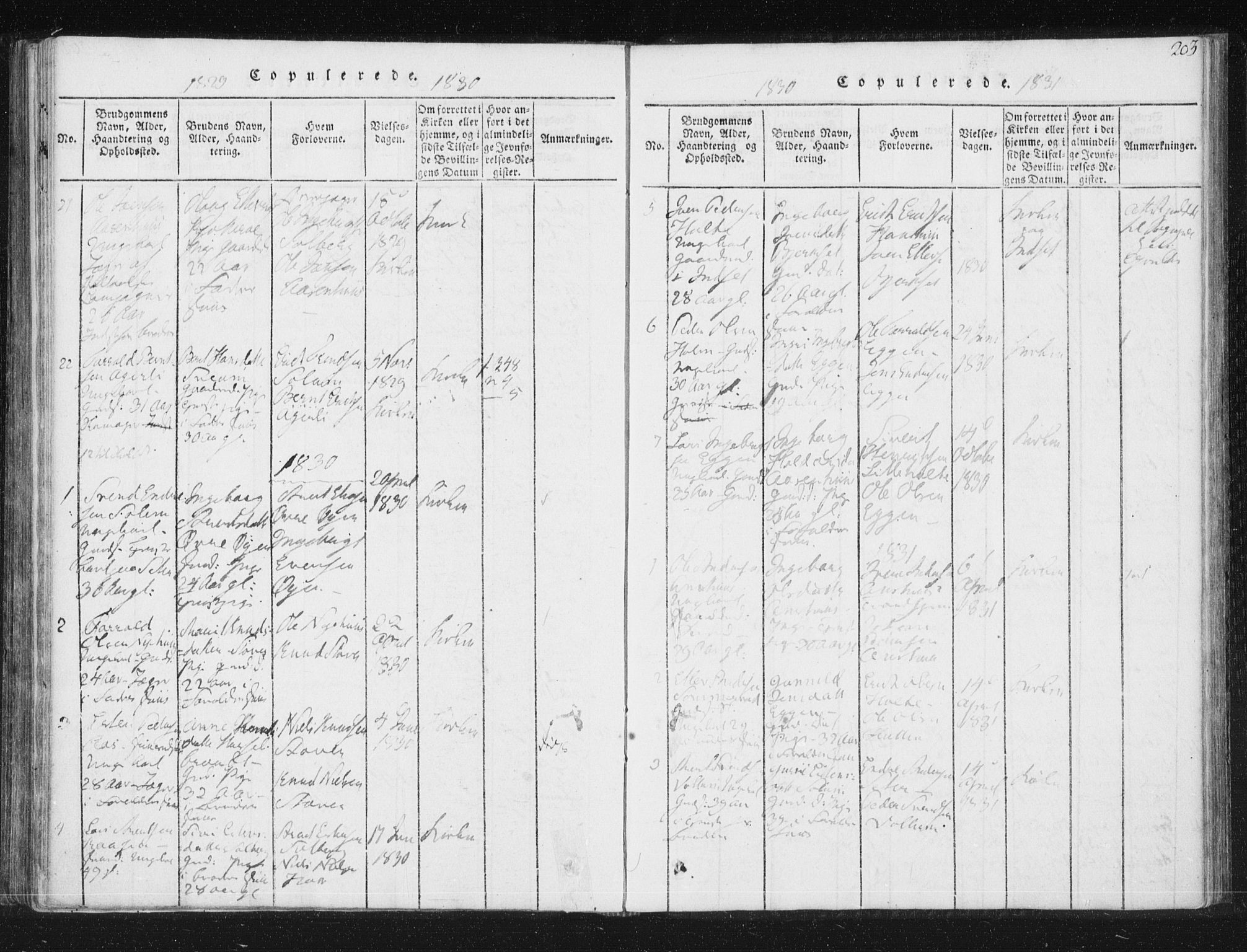 Ministerialprotokoller, klokkerbøker og fødselsregistre - Sør-Trøndelag, SAT/A-1456/689/L1037: Parish register (official) no. 689A02, 1816-1842, p. 203
