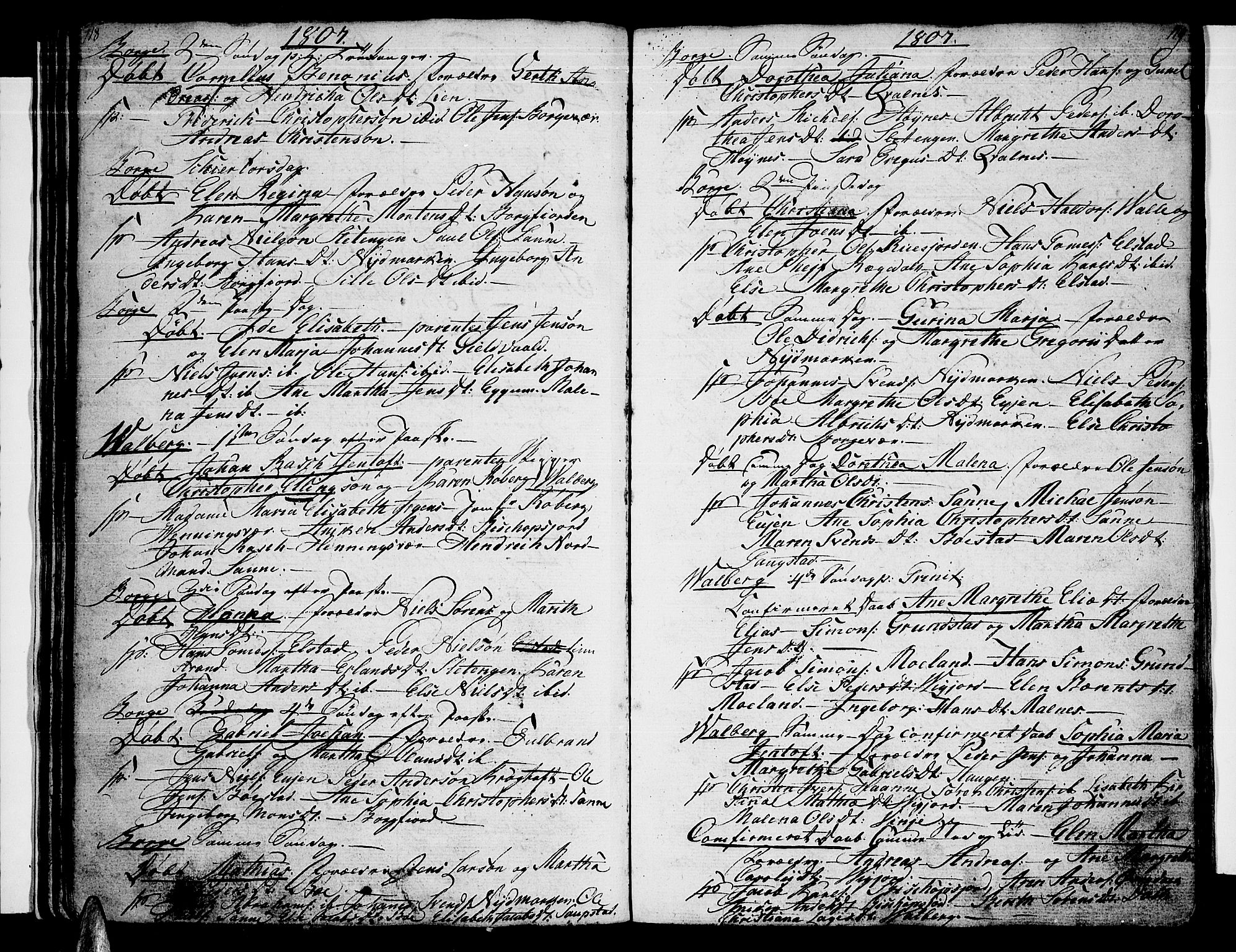 Ministerialprotokoller, klokkerbøker og fødselsregistre - Nordland, SAT/A-1459/880/L1129: Parish register (official) no. 880A03, 1796-1821, p. 118-119