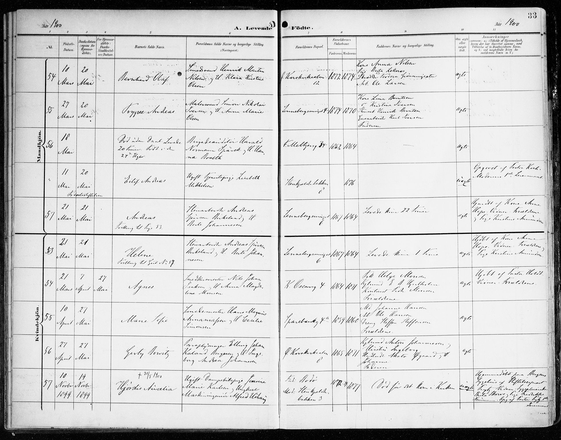 Korskirken sokneprestembete, SAB/A-76101/H/Haa/L0023: Parish register (official) no. B 9, 1899-1908, p. 33