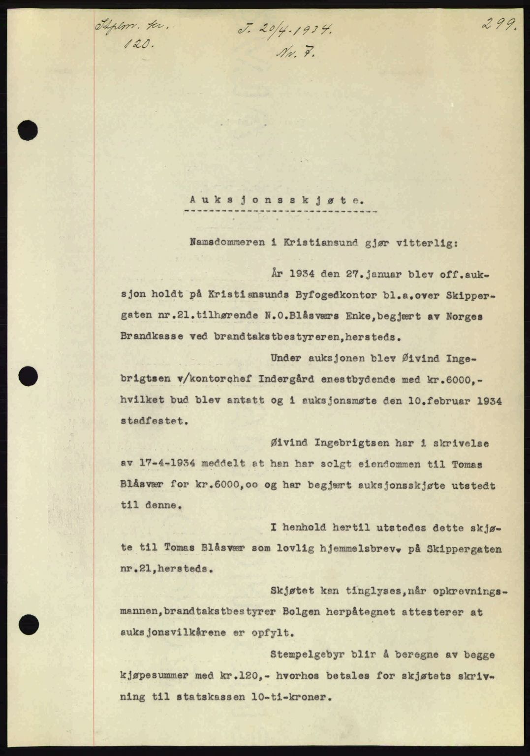 Kristiansund byfogd, AV/SAT-A-4587/A/27: Mortgage book no. 27, 1933-1934, Deed date: 20.04.1934