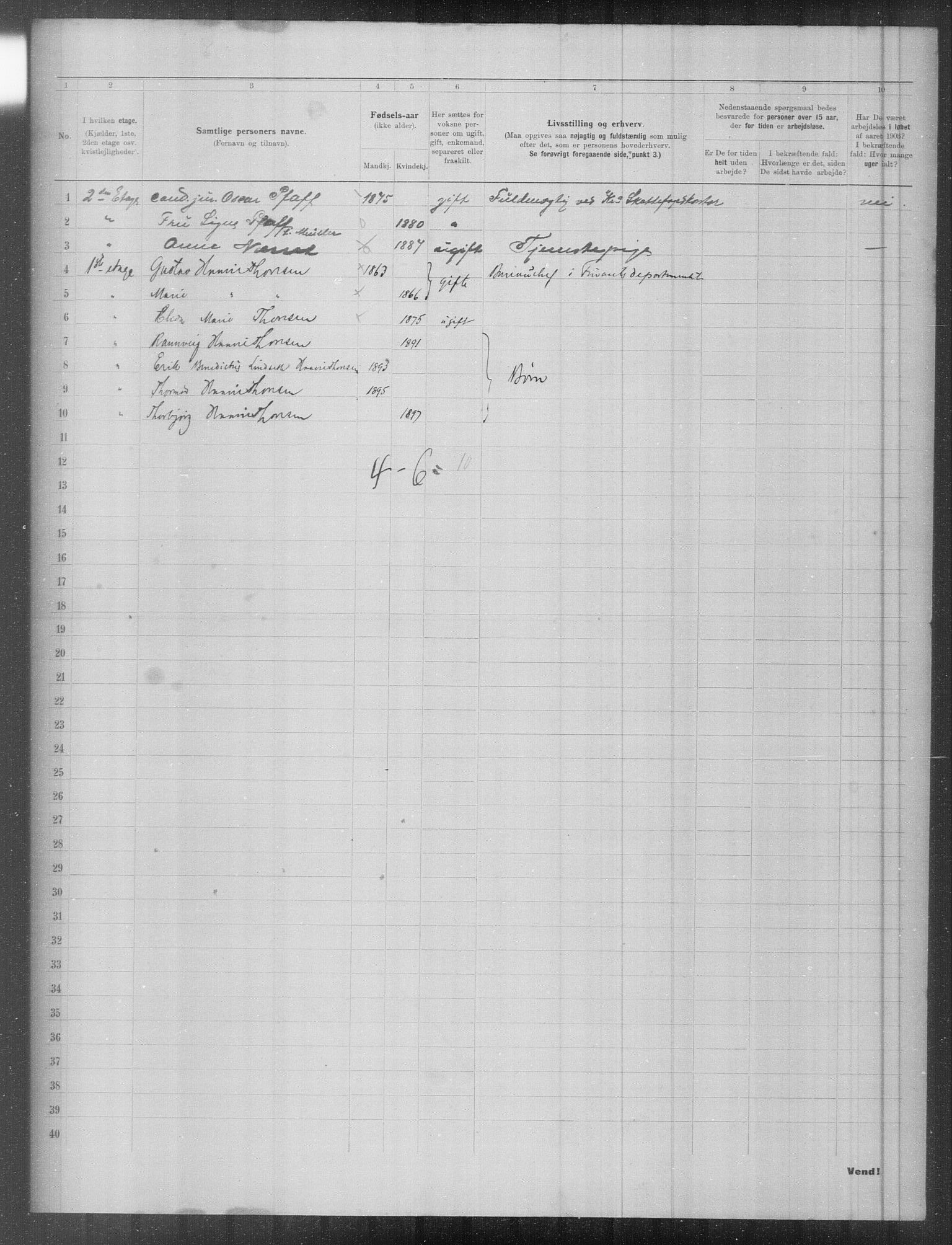 OBA, Municipal Census 1903 for Kristiania, 1903, p. 4912