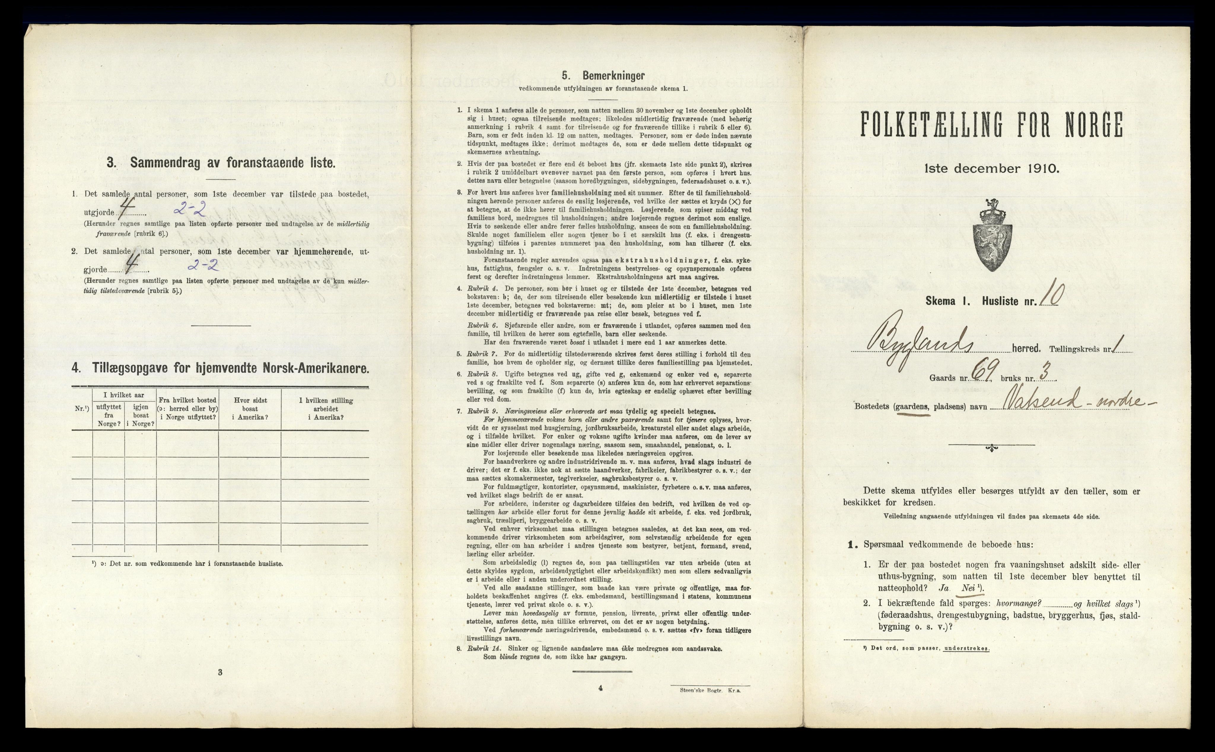 RA, 1910 census for Bygland, 1910, p. 59