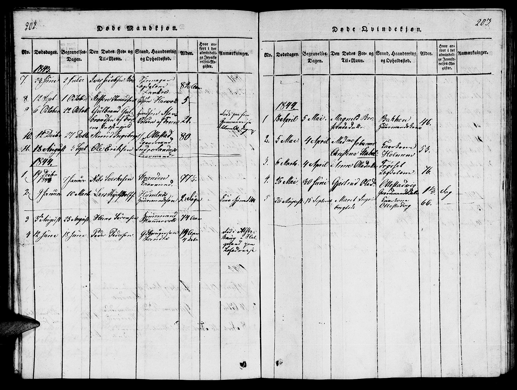 Ministerialprotokoller, klokkerbøker og fødselsregistre - Møre og Romsdal, AV/SAT-A-1454/548/L0613: Parish register (copy) no. 548C01, 1818-1846, p. 202-203