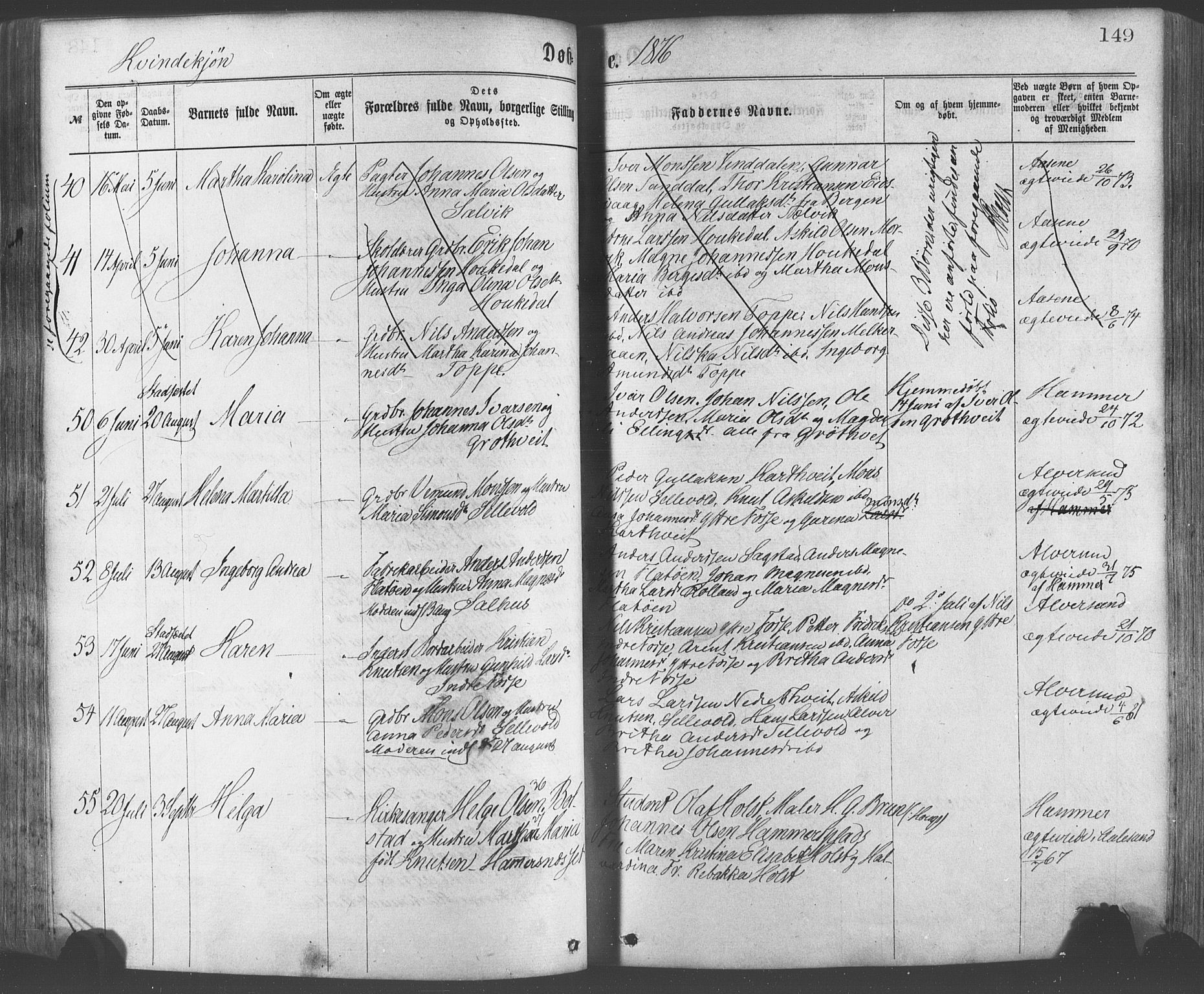 Hamre sokneprestembete, AV/SAB-A-75501/H/Ha/Haa/Haaa/L0015: Parish register (official) no. A 15, 1870-1881, p. 149