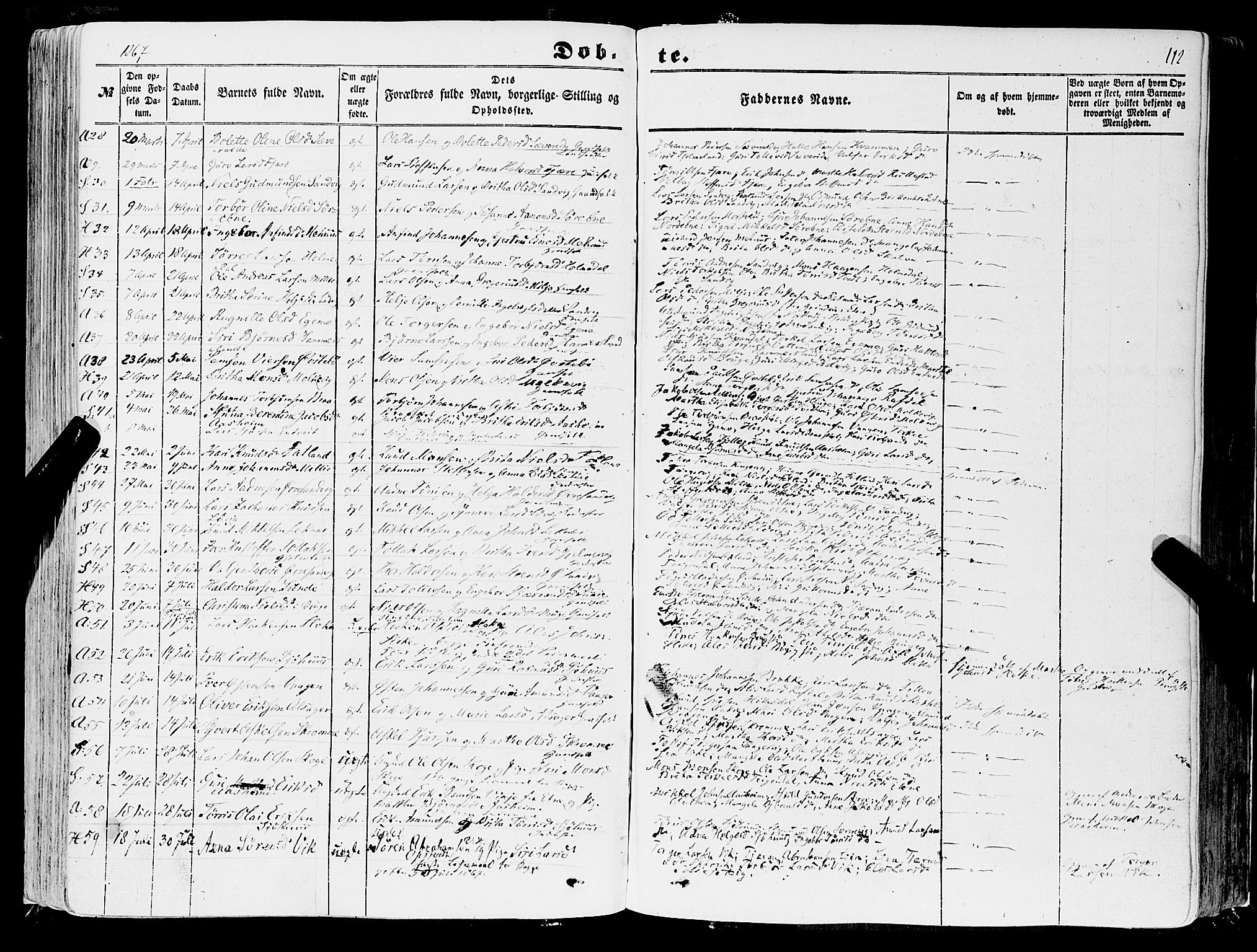 Skånevik sokneprestembete, AV/SAB-A-77801/H/Haa: Parish register (official) no. A 5I, 1848-1869, p. 112